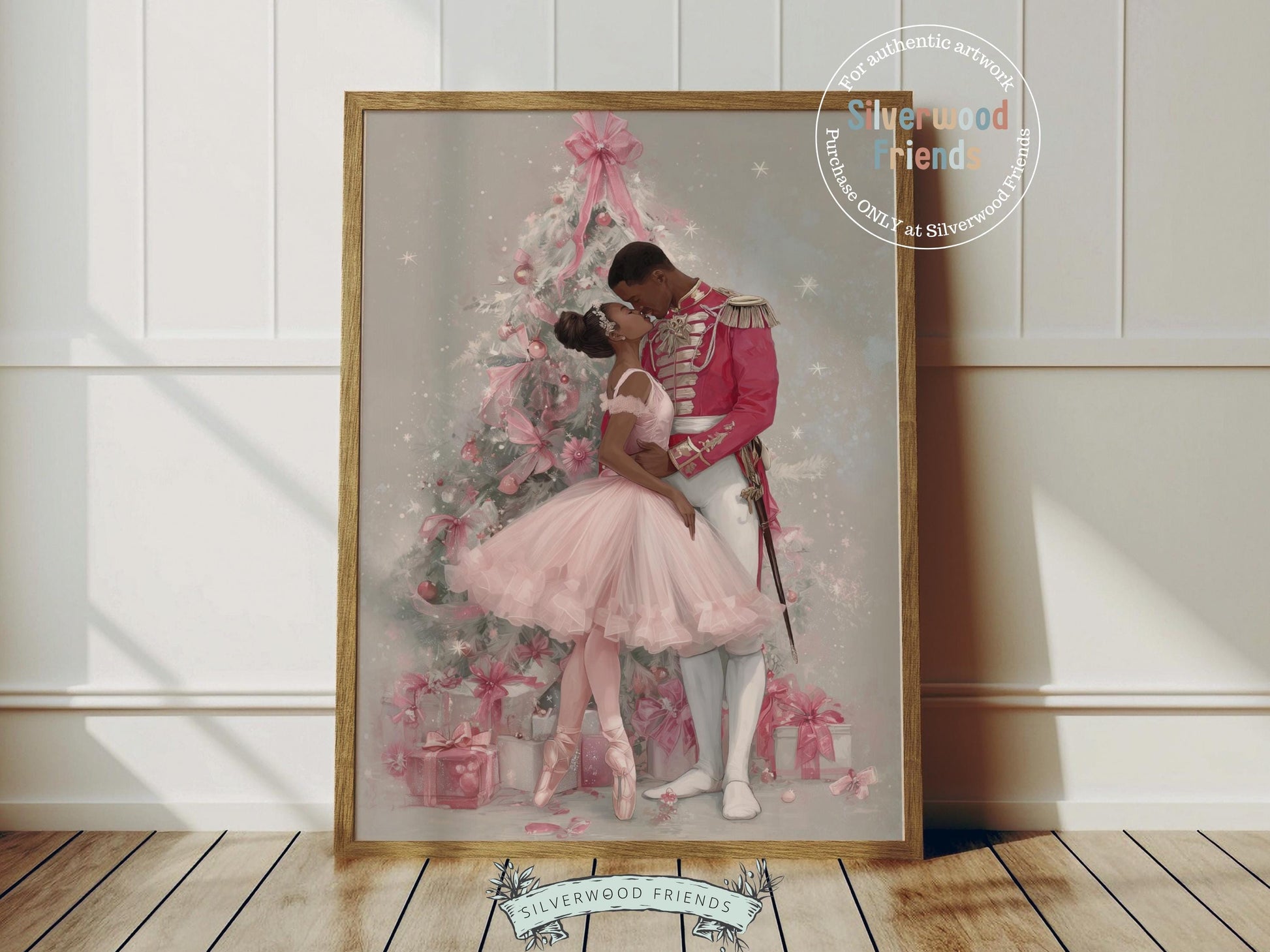African American Nutcracker Ballet Christmas Print, Black Ballerina and Nutcracker Christmas Printable Wall Art, Digital Download