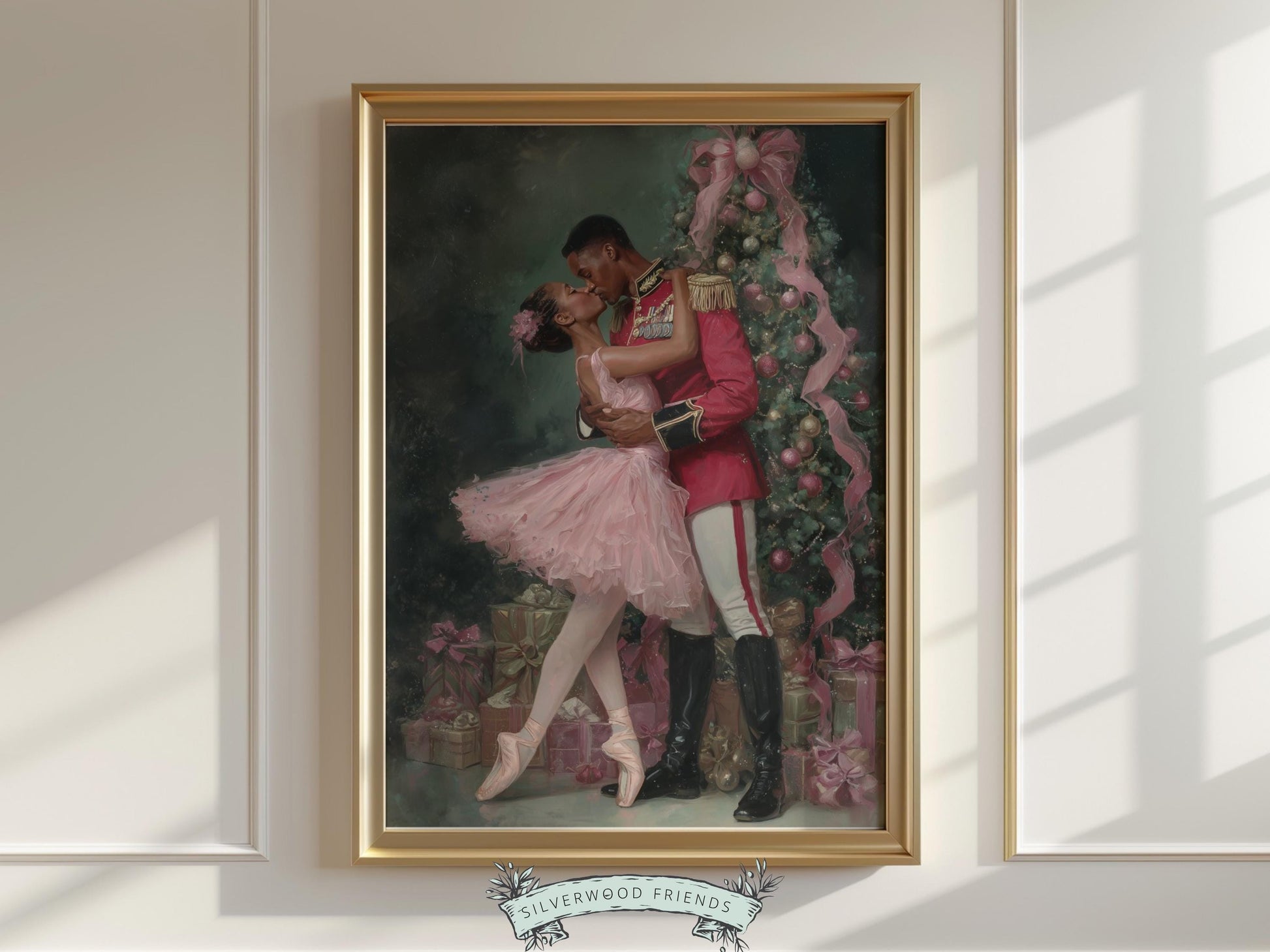 African American Nutcracker Ballet Christmas Print, Black Ballerina and Nutcracker Christmas Printable Wall Art Digital Download