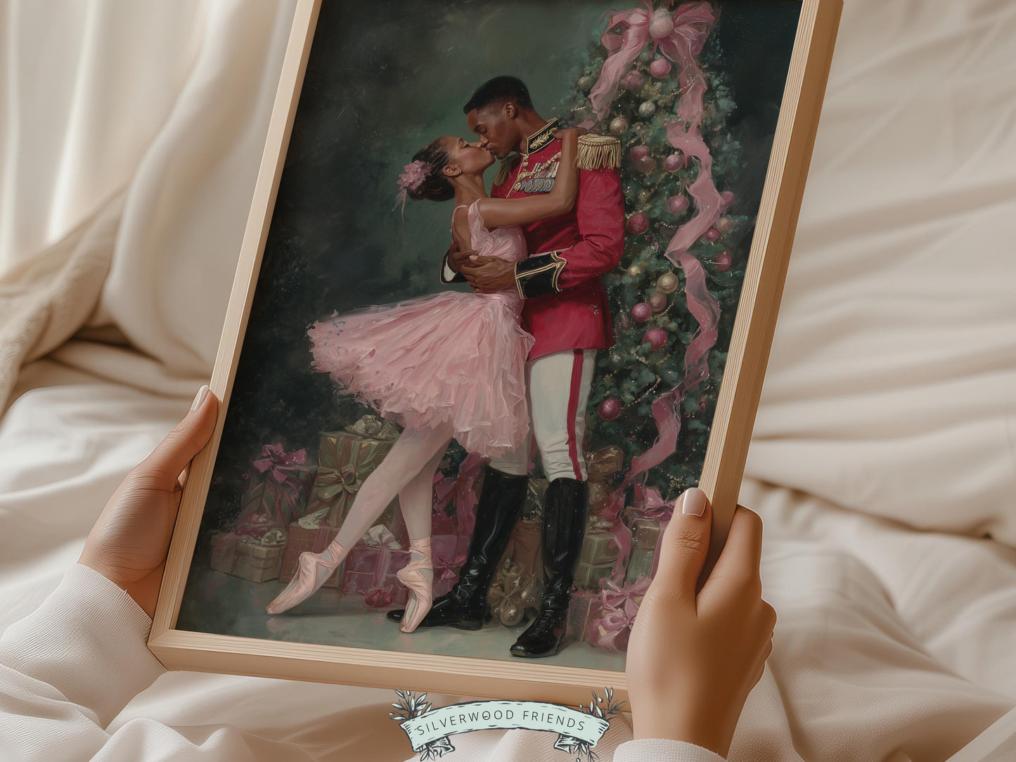 African American Nutcracker Ballet Christmas Print, Black Ballerina and Nutcracker Christmas Printable Wall Art Digital Download