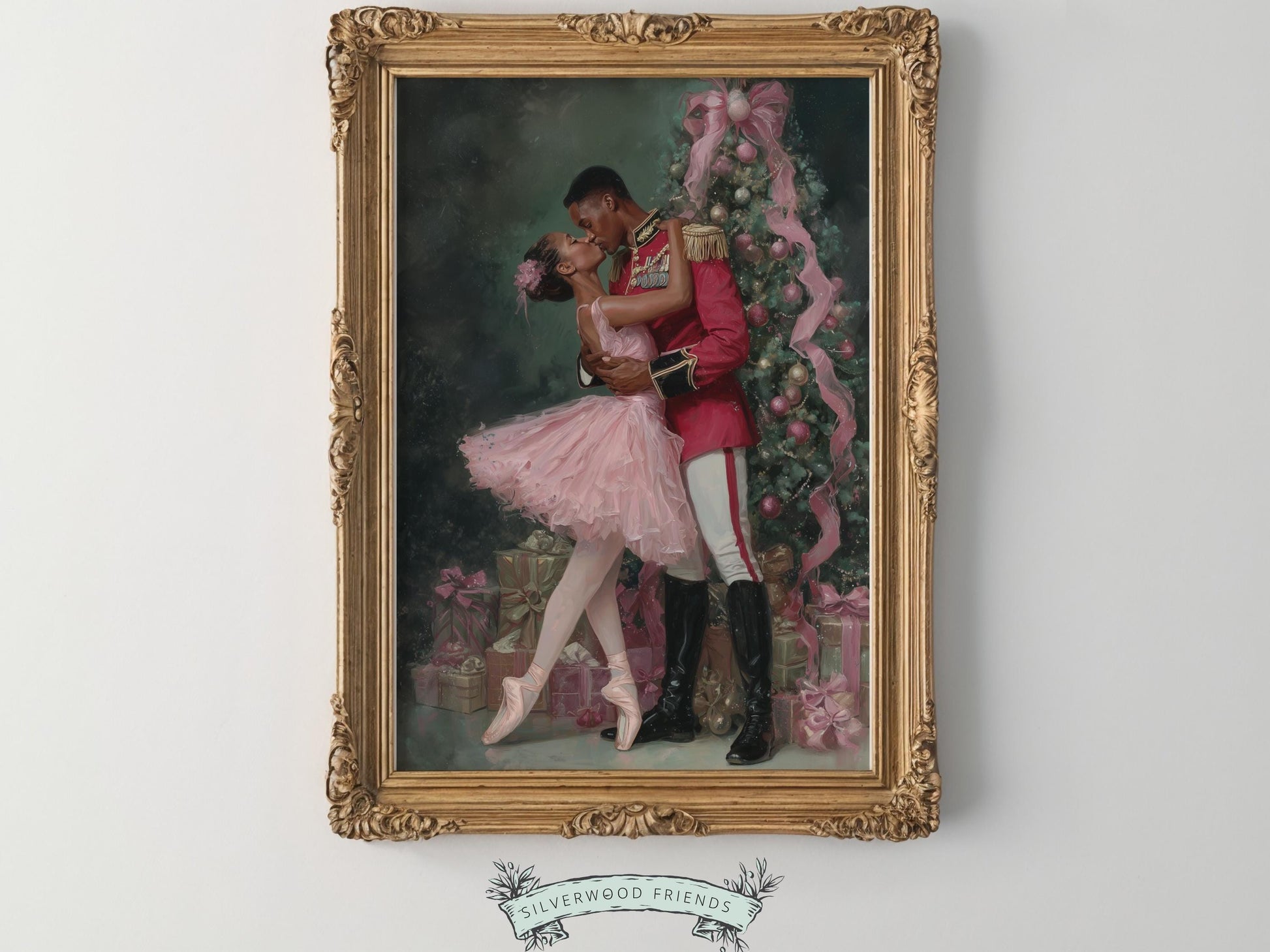 African American Nutcracker Ballet Christmas Print, Black Ballerina and Nutcracker Christmas Printable Wall Art Digital Download
