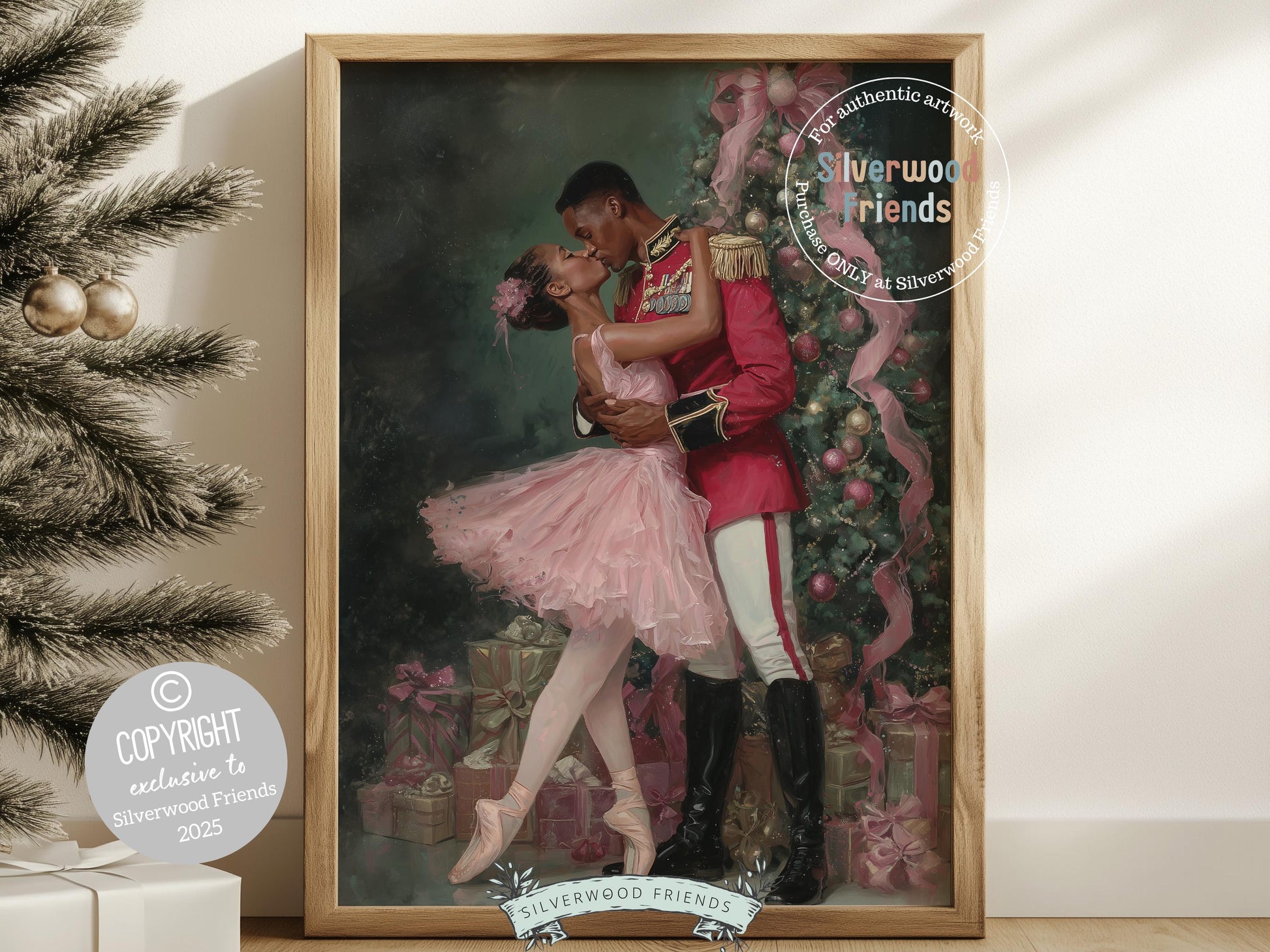 African American Nutcracker Ballet Christmas Print, Black Ballerina and Nutcracker Christmas Printable Wall Art Digital Download