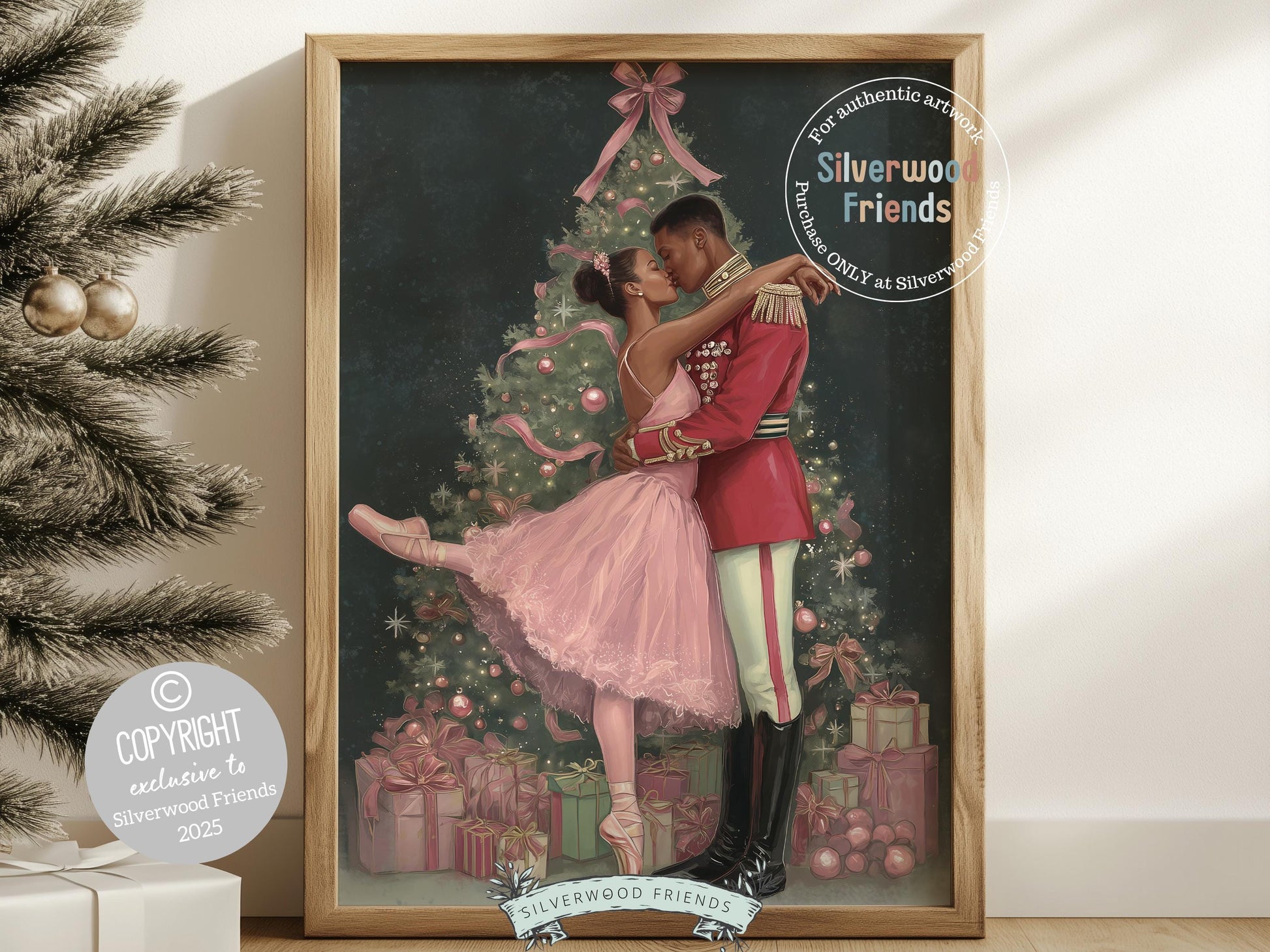 African American Nutcracker Ballet Christmas Print, Black Ballerina and Nutcracker Christmas Printable Wall Art Digital Download