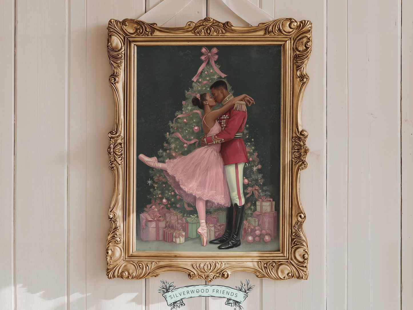 African American Nutcracker Ballet Christmas Print, Black Ballerina and Nutcracker Christmas Printable Wall Art Digital Download