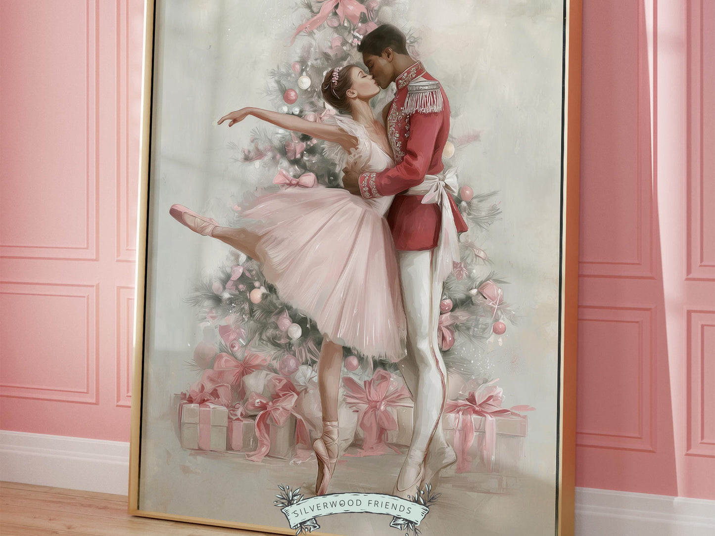 Nutcracker Ballet Christmas Print, Ballerina and Nutcracker Christmas Printable Wall Art Digital Download