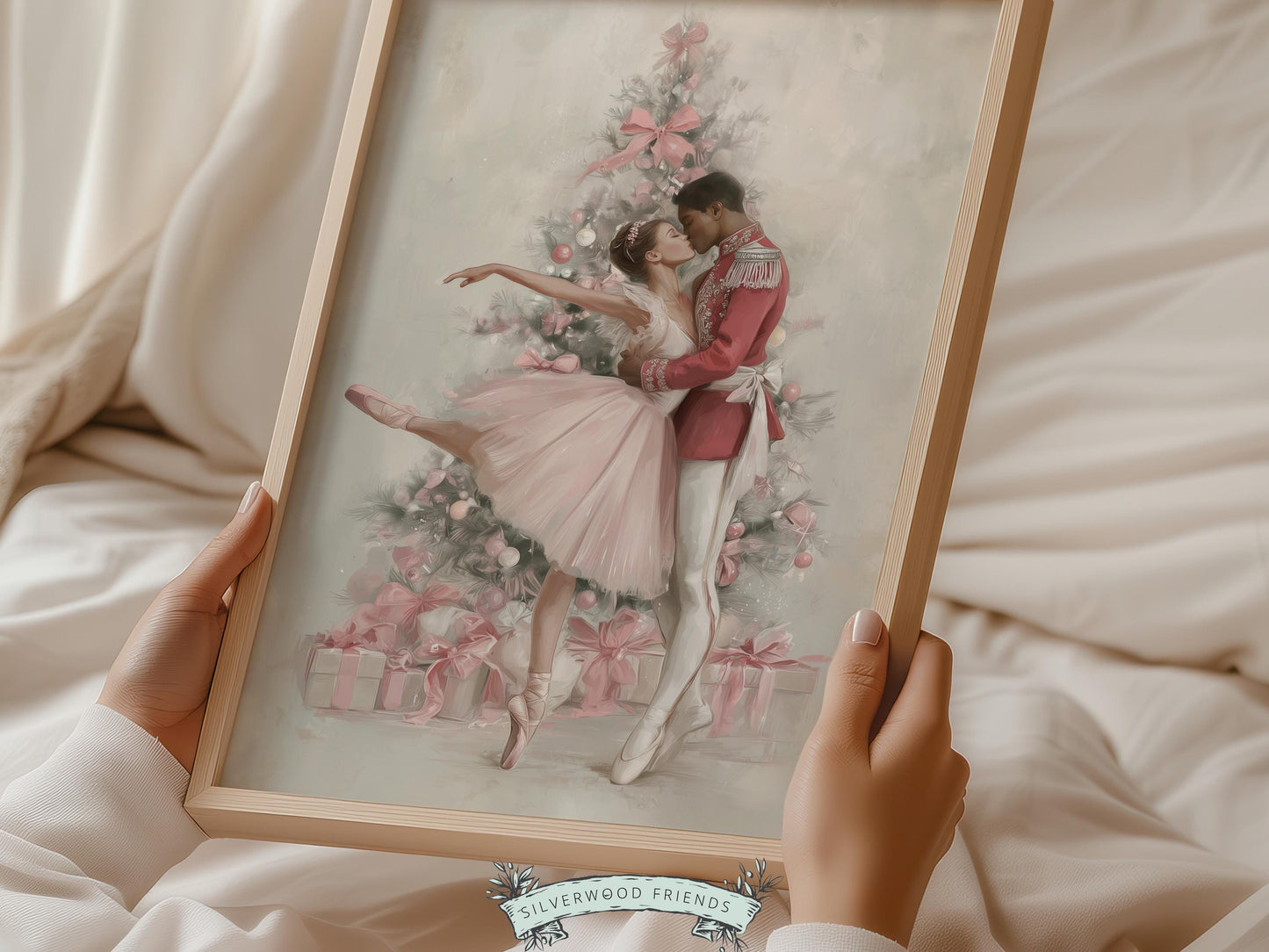 Nutcracker Ballet Christmas Print, Ballerina and Nutcracker Christmas Printable Wall Art Digital Download
