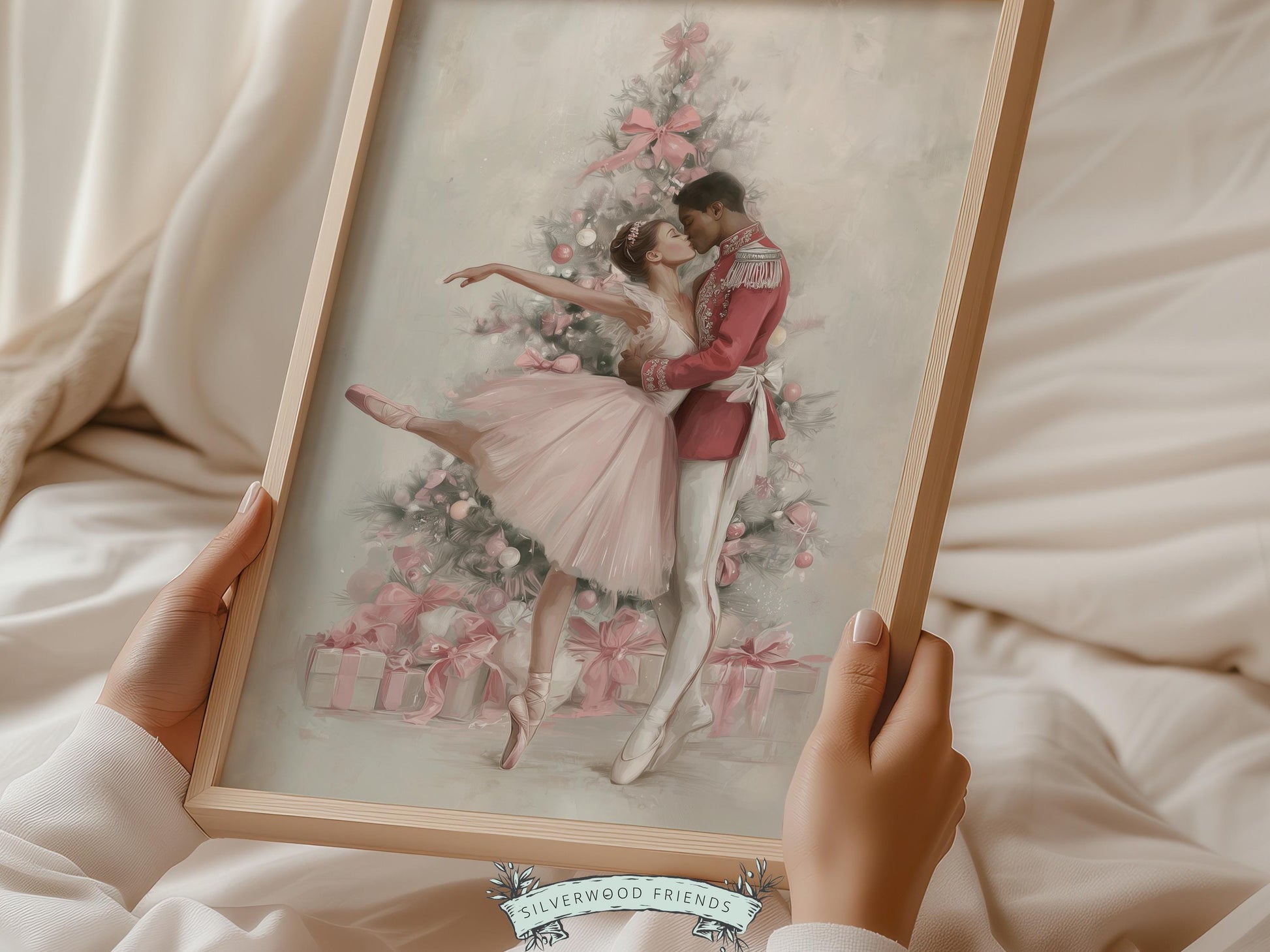 Nutcracker Ballet Christmas Print, Ballerina and Nutcracker Christmas Printable Wall Art Digital Download