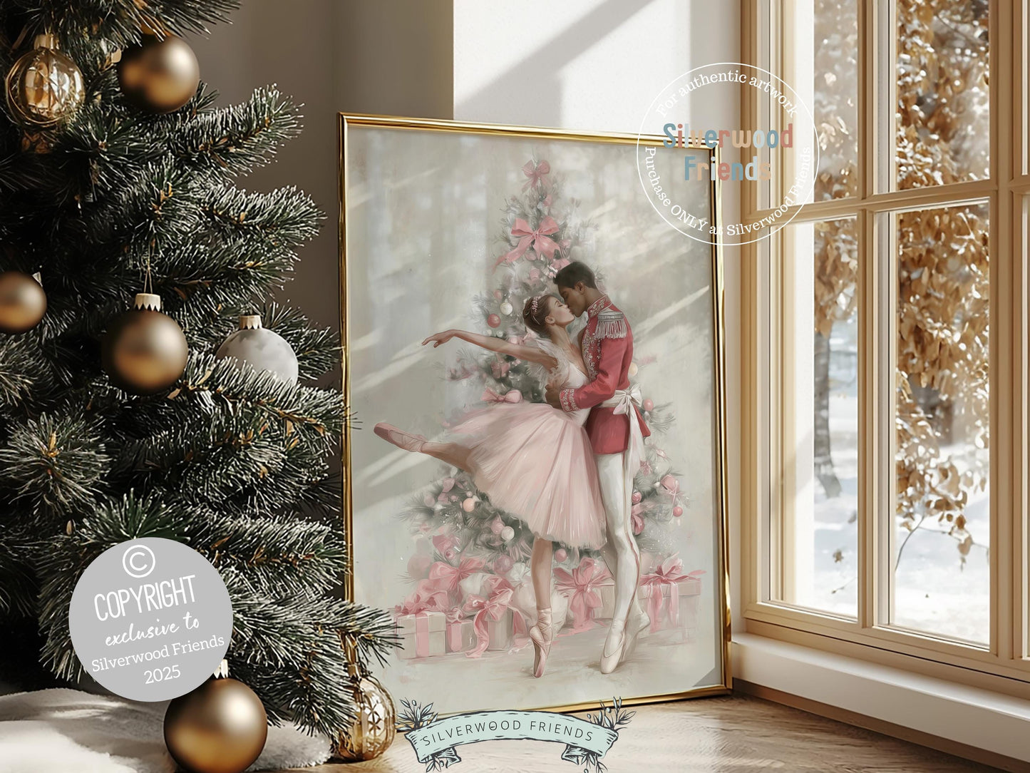 Nutcracker Ballet Christmas Print, Ballerina and Nutcracker Christmas Printable Wall Art Digital Download