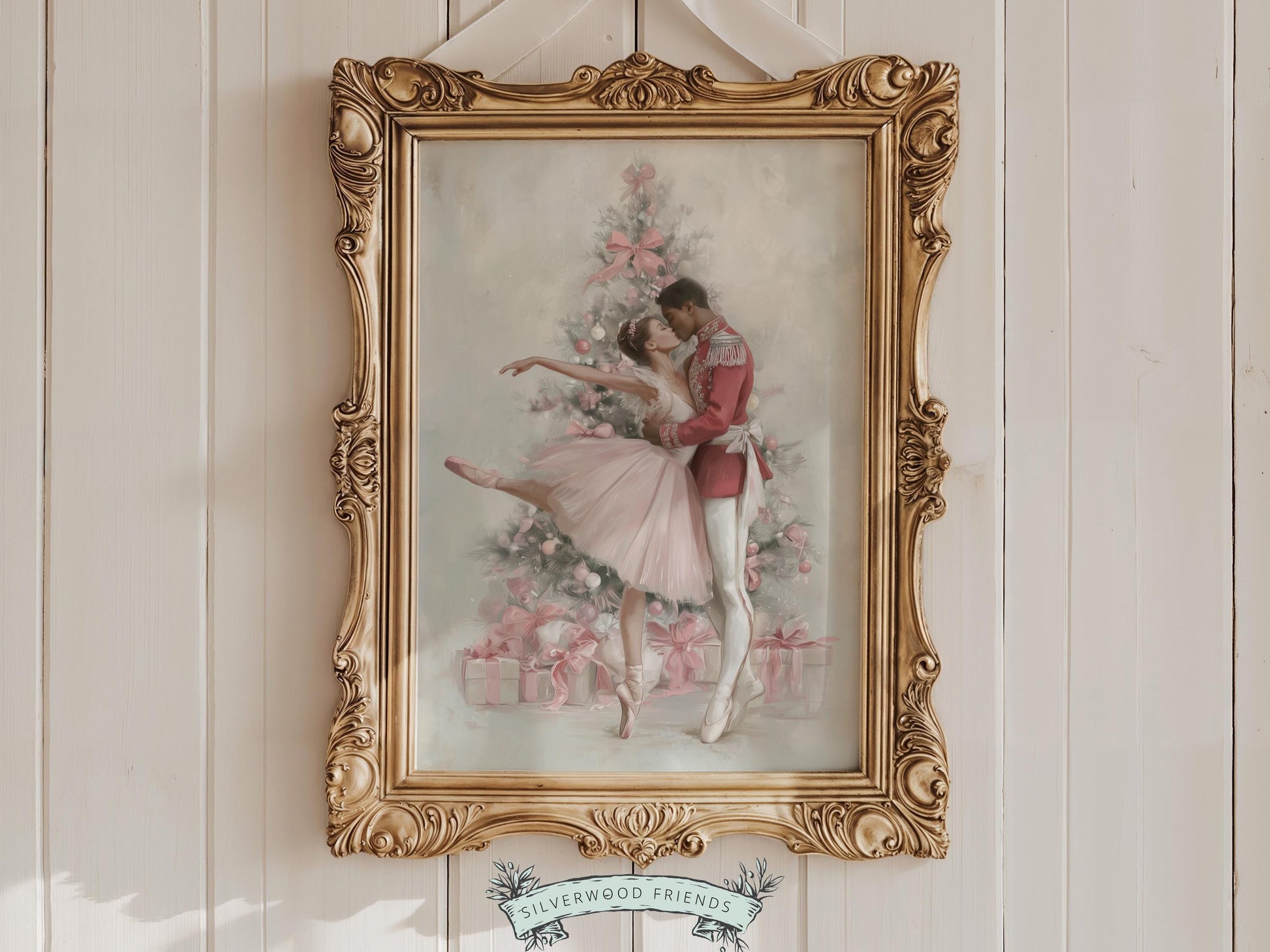 Nutcracker Ballet Christmas Print, Ballerina and Nutcracker Christmas Printable Wall Art Digital Download