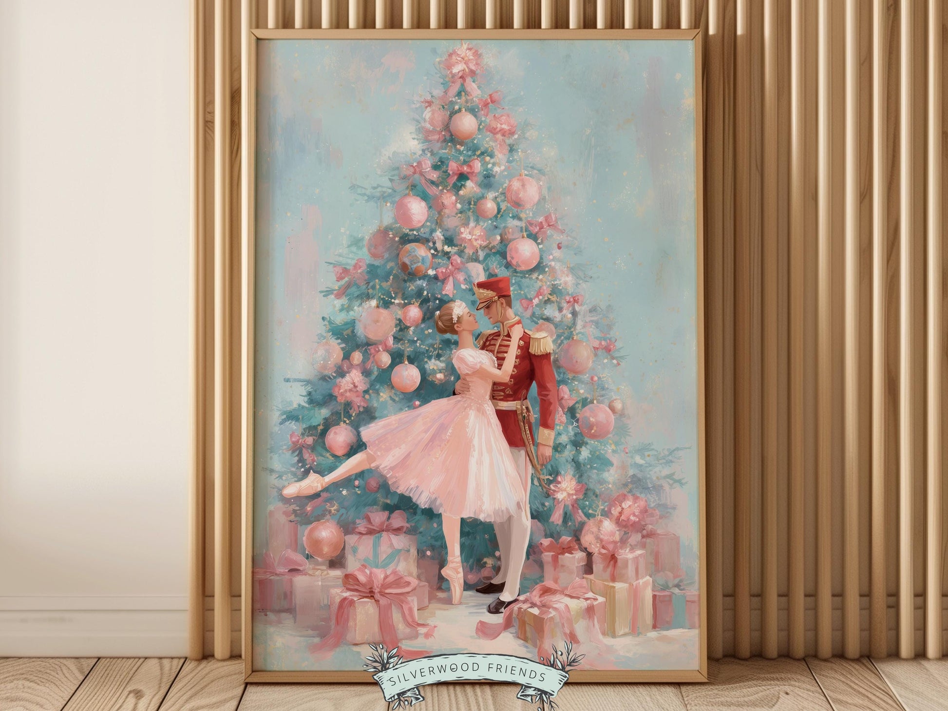 Nutcracker Ballet Christmas Print, Ballerina Christmas Printable Wall Art, Festive Christmas Holiday Decor, Vintage Christmas Digital Print