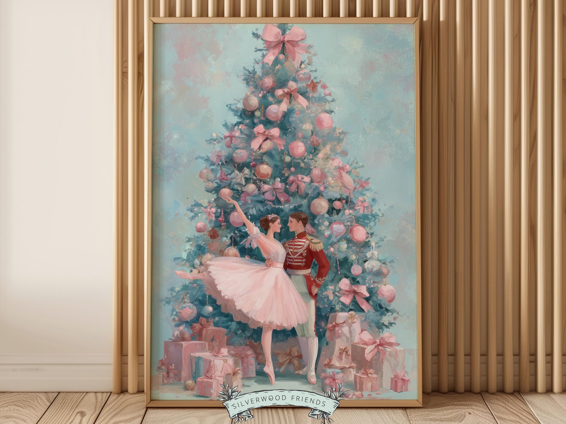 Nutcracker Ballet Christmas Print, Ballerina Christmas Printable Wall Art, Festive Christmas Holiday Decor, Vintage Christmas Digital Print