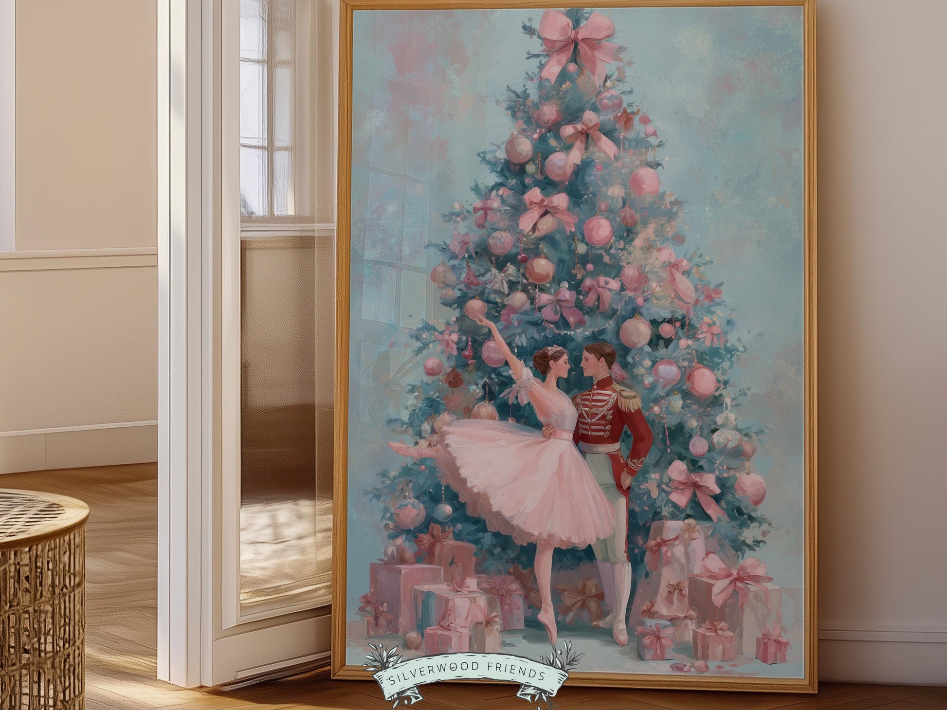 Nutcracker Ballet Christmas Print, Ballerina Christmas Printable Wall Art, Festive Christmas Holiday Decor, Vintage Christmas Digital Print