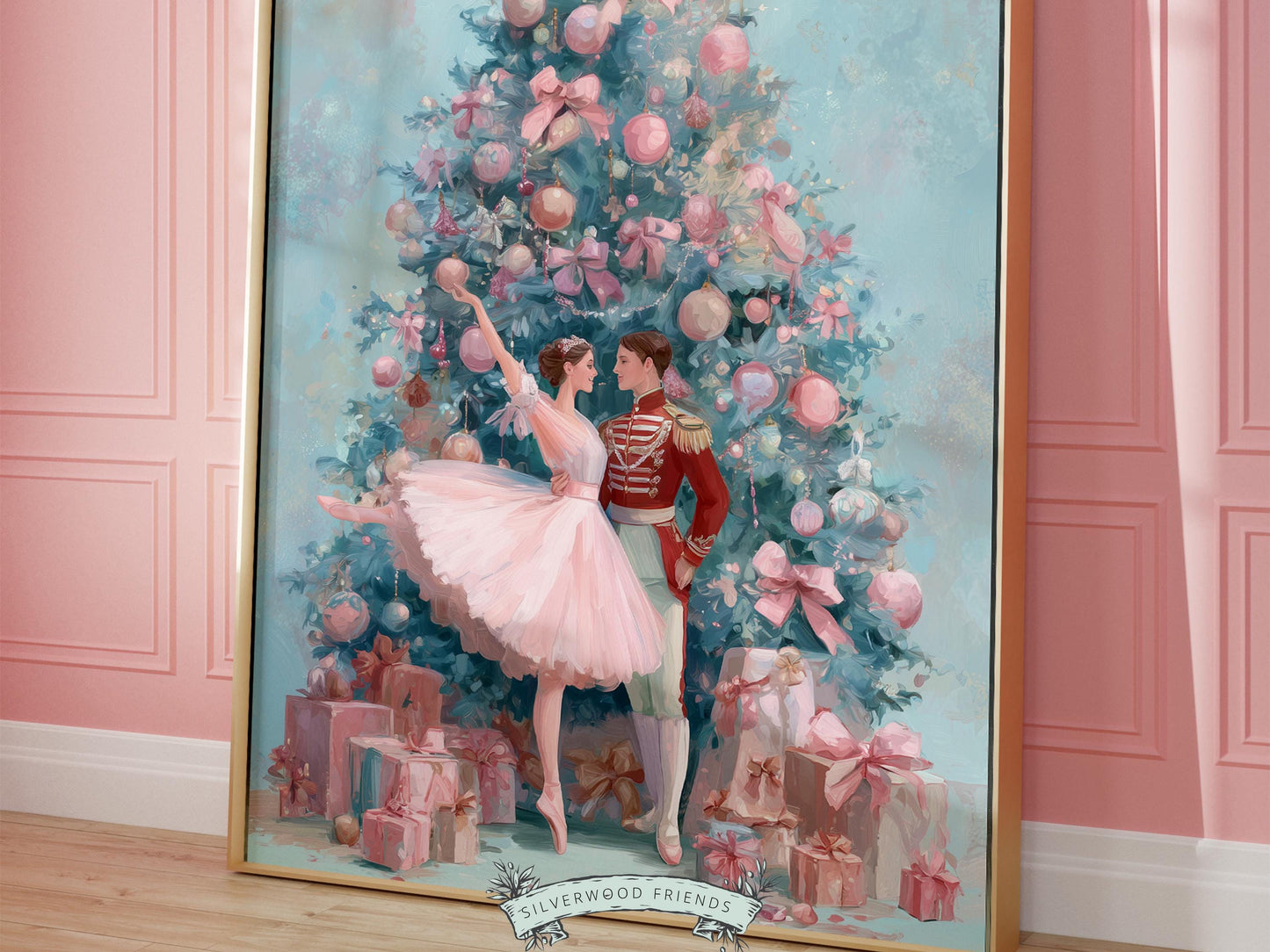 Nutcracker Ballet Christmas Print, Ballerina Christmas Printable Wall Art, Festive Christmas Holiday Decor, Vintage Christmas Digital Print