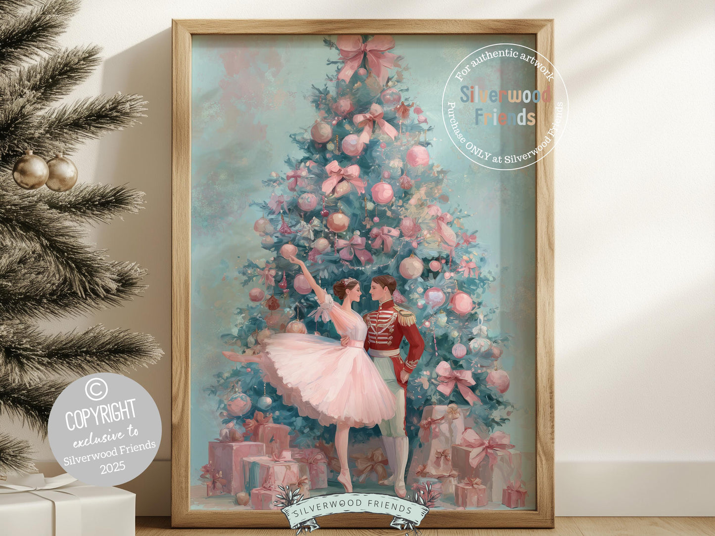 Nutcracker Ballet Christmas Print, Ballerina Christmas Printable Wall Art, Festive Christmas Holiday Decor, Vintage Christmas Digital Print