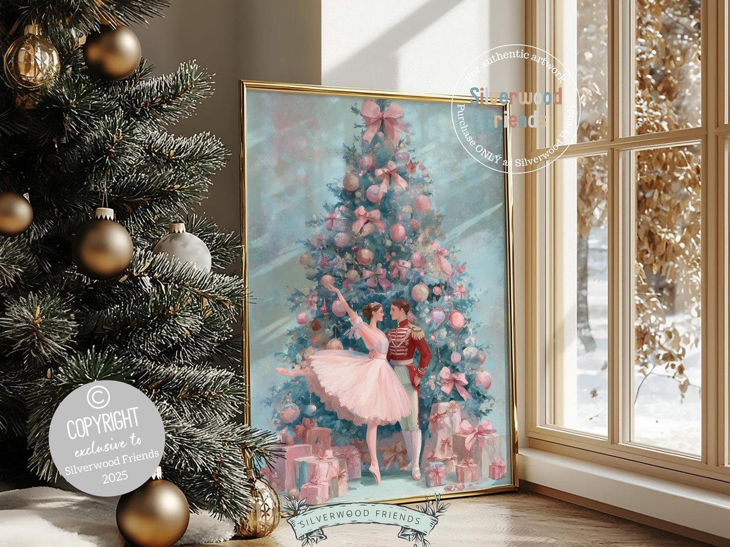 Nutcracker Ballet Christmas Print, Ballerina Christmas Printable Wall Art, Festive Christmas Holiday Decor, Vintage Christmas Digital Print