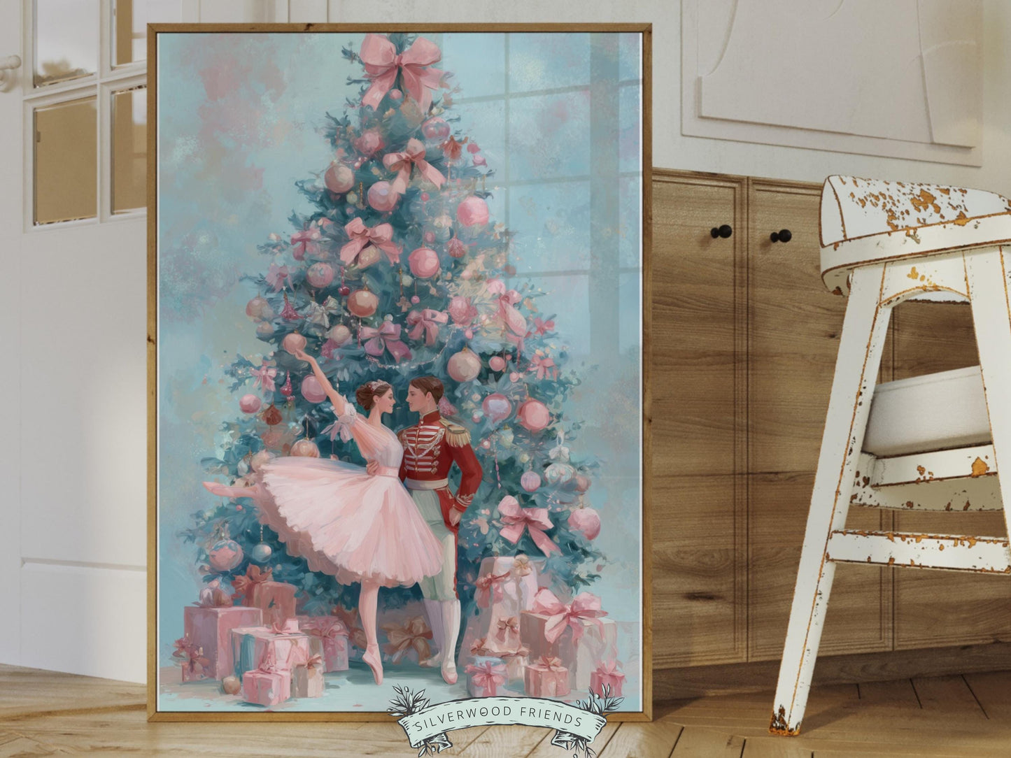Nutcracker Ballet Christmas Print, Ballerina Christmas Printable Wall Art, Festive Christmas Holiday Decor, Vintage Christmas Digital Print