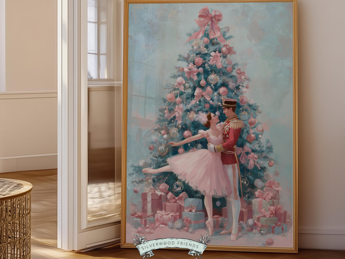 Nutcracker Ballet Christmas Print, Ballerina Christmas Printable Wall Art, Festive Christmas Holiday Decor, Vintage Christmas Digital Print