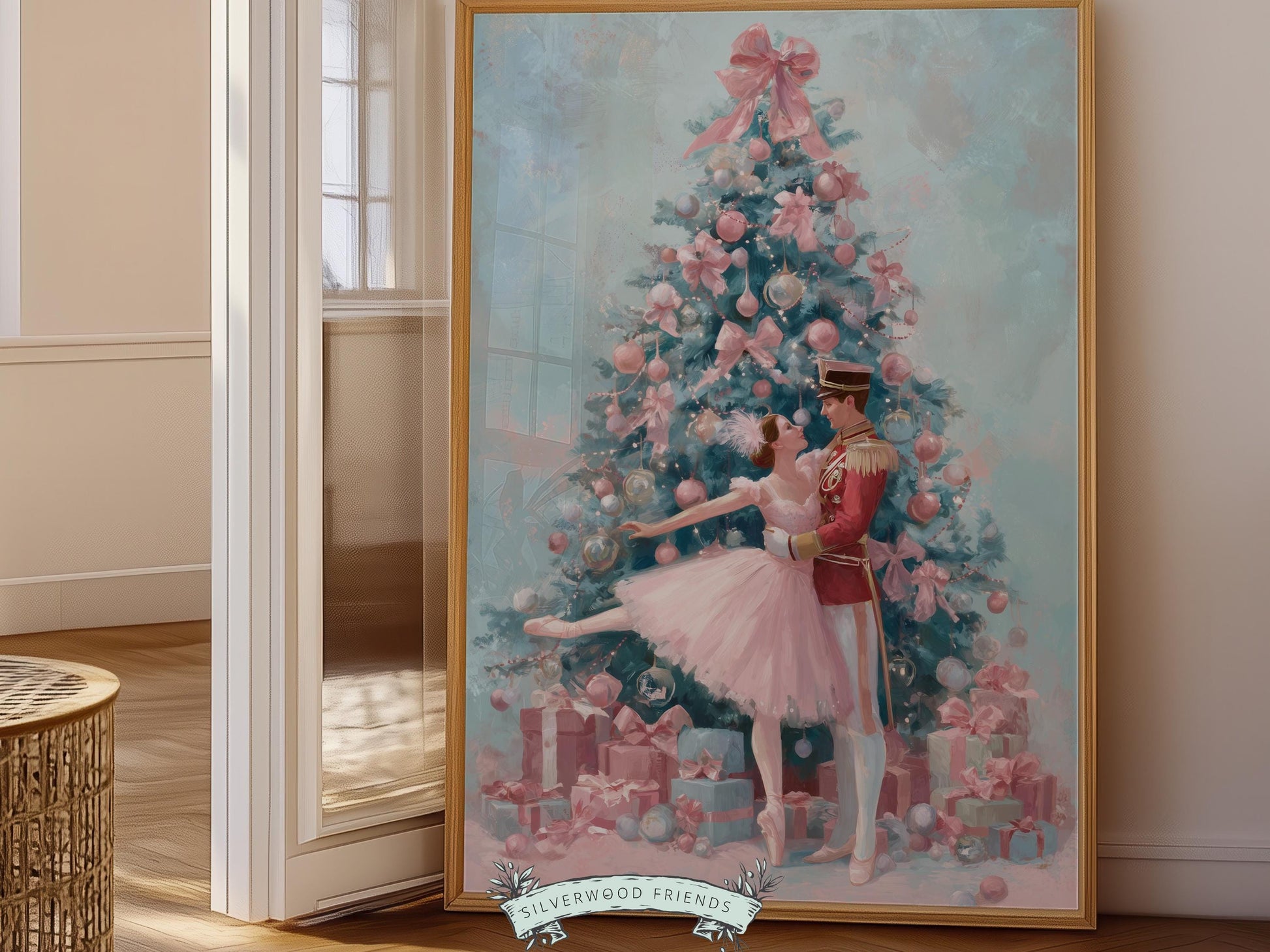 Nutcracker Ballet Christmas Print, Ballerina Christmas Printable Wall Art, Festive Christmas Holiday Decor, Vintage Christmas Digital Print