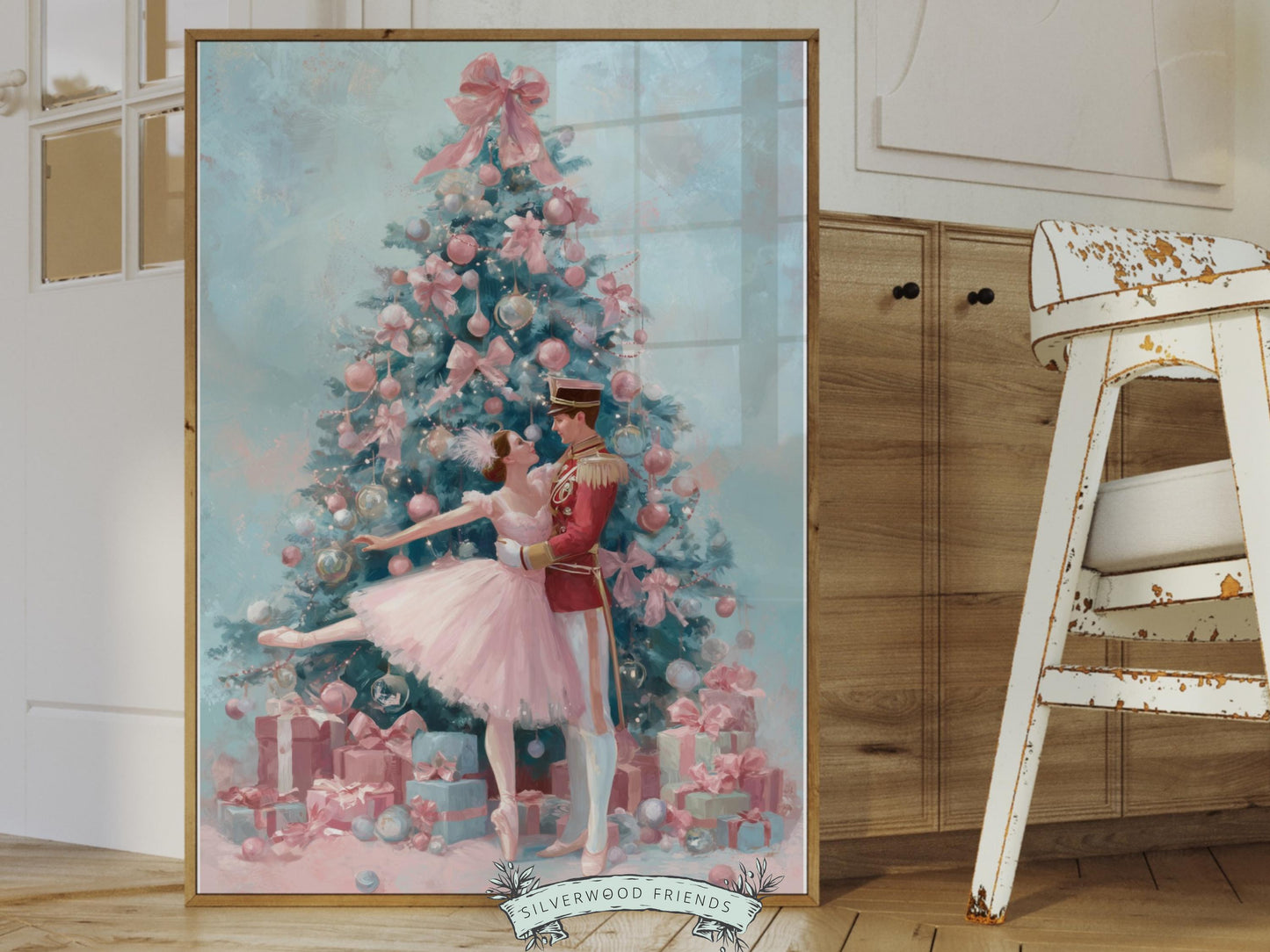 Nutcracker Ballet Christmas Print, Ballerina Christmas Printable Wall Art, Festive Christmas Holiday Decor, Vintage Christmas Digital Print