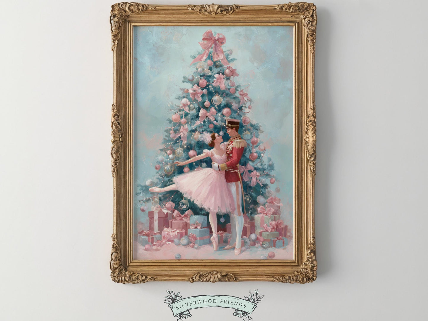 Nutcracker Ballet Christmas Print, Ballerina Christmas Printable Wall Art, Festive Christmas Holiday Decor, Vintage Christmas Digital Print