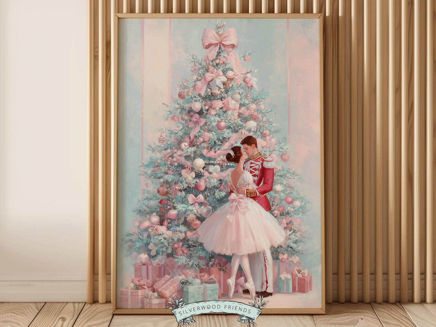 Nutcracker Ballet Christmas Print, Ballerina Christmas Printable Wall Art Poster, Festive Vintage Holiday Decor, Digital Download