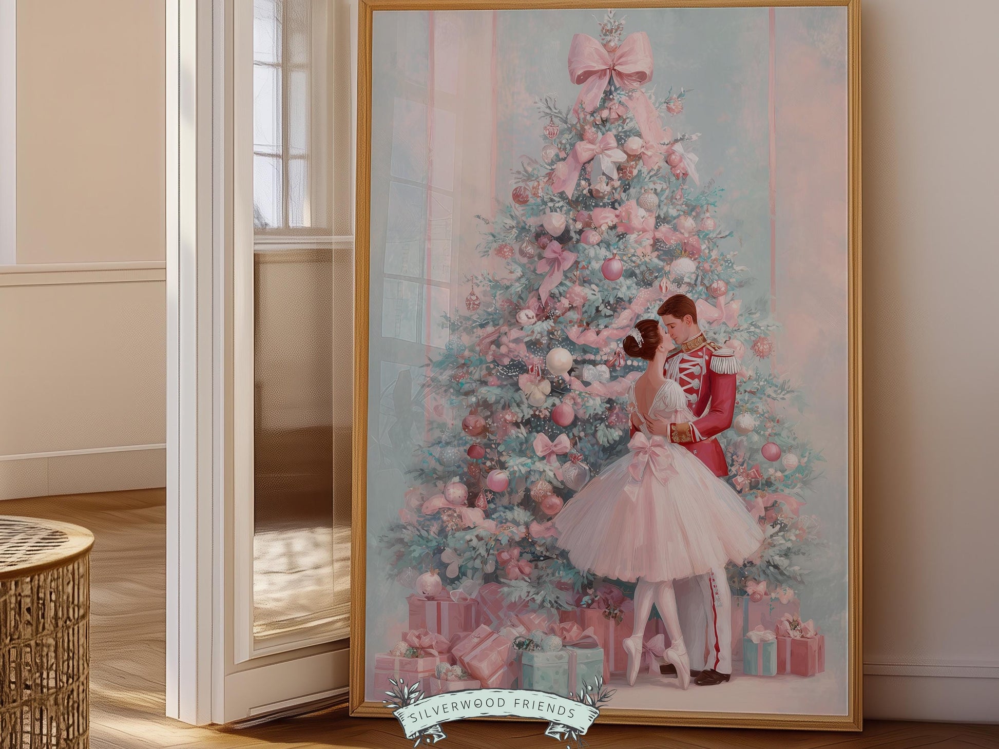 Nutcracker Ballet Christmas Print, Ballerina Christmas Printable Wall Art Poster, Festive Vintage Holiday Decor, Digital Download