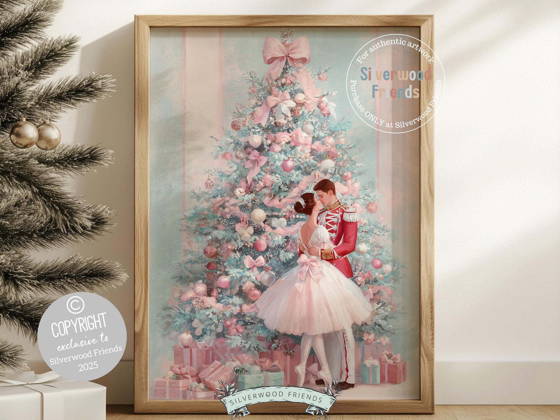Nutcracker Ballet Christmas Print, Ballerina Christmas Printable Wall Art Poster, Festive Vintage Holiday Decor, Digital Download