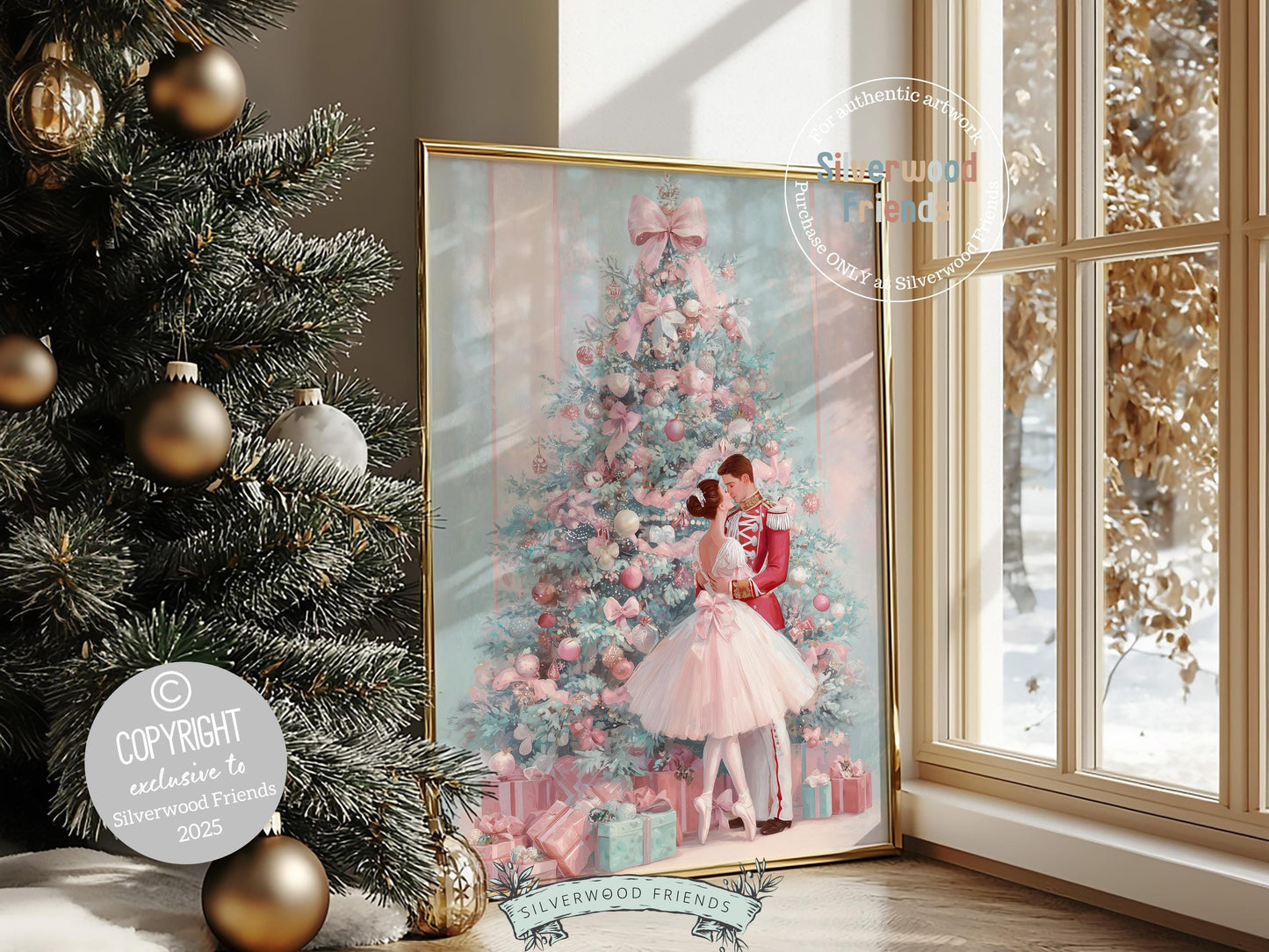 Nutcracker Ballet Christmas Print, Ballerina Christmas Printable Wall Art Poster, Festive Vintage Holiday Decor, Digital Download
