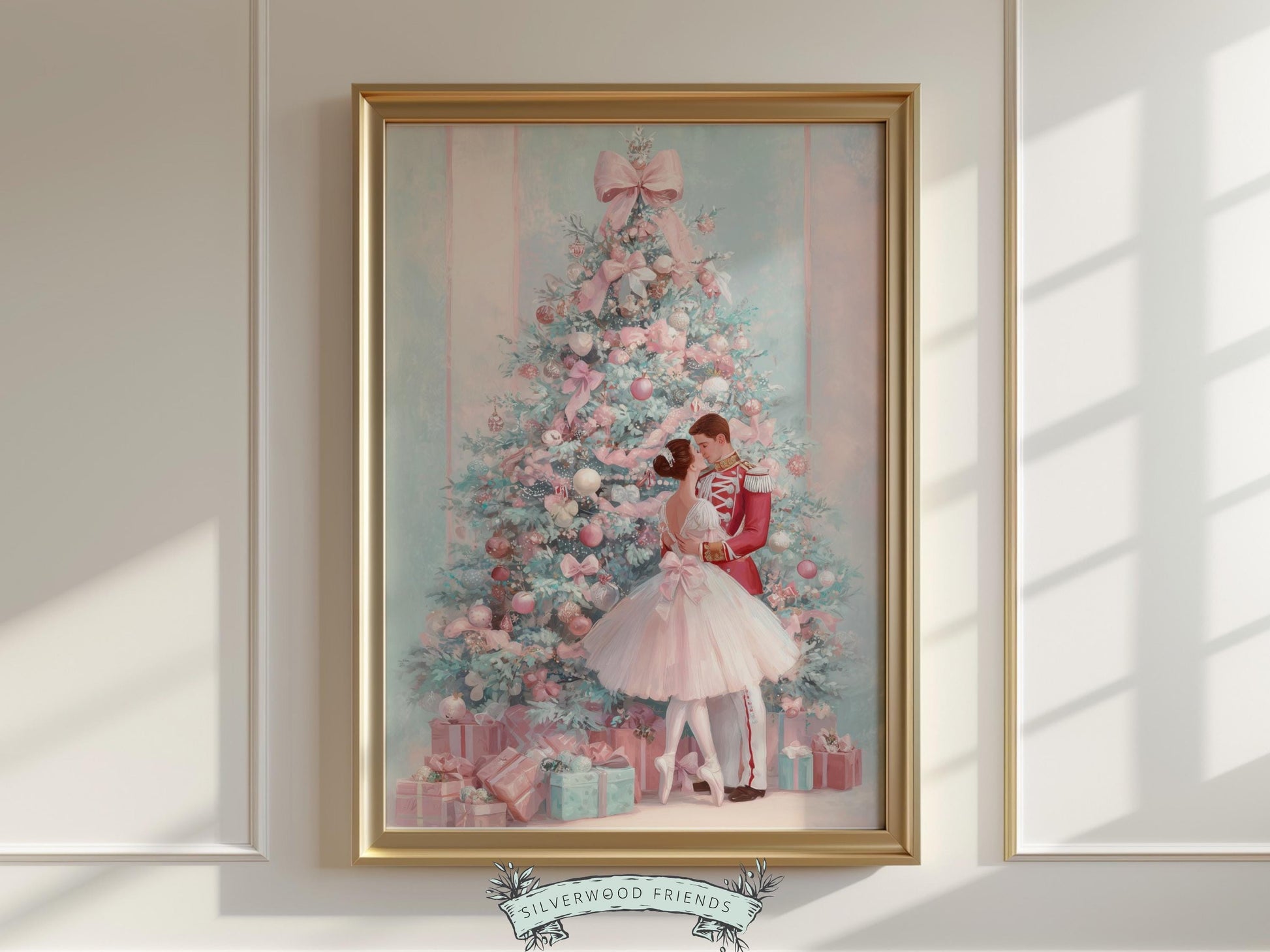 Nutcracker Ballet Christmas Print, Ballerina Christmas Printable Wall Art Poster, Festive Vintage Holiday Decor, Digital Download