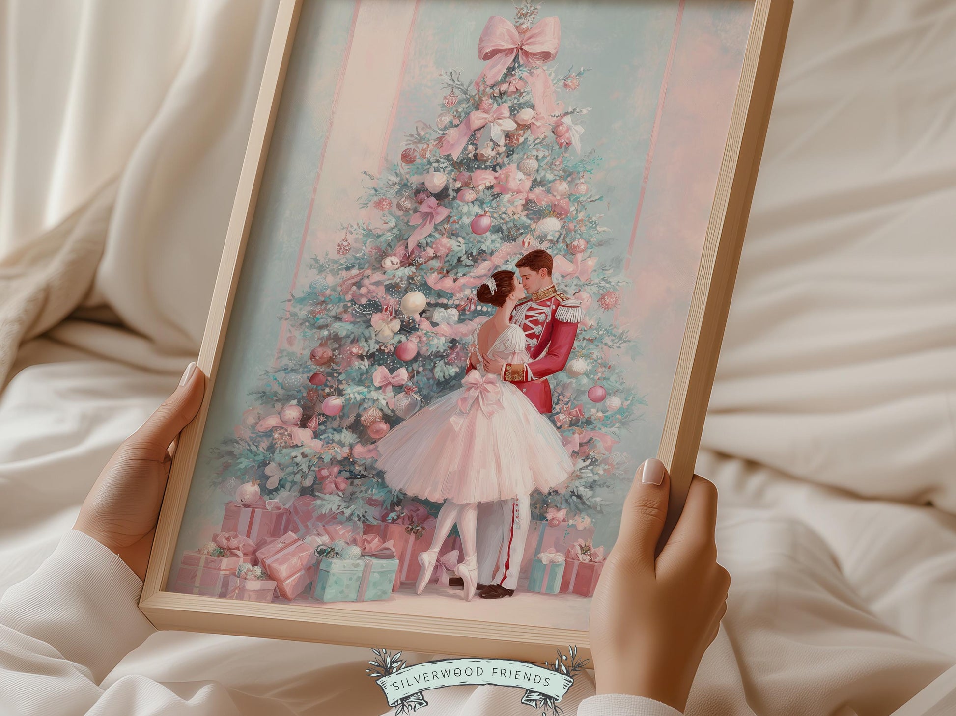 Nutcracker Ballet Christmas Print, Ballerina Christmas Printable Wall Art Poster, Festive Vintage Holiday Decor, Digital Download