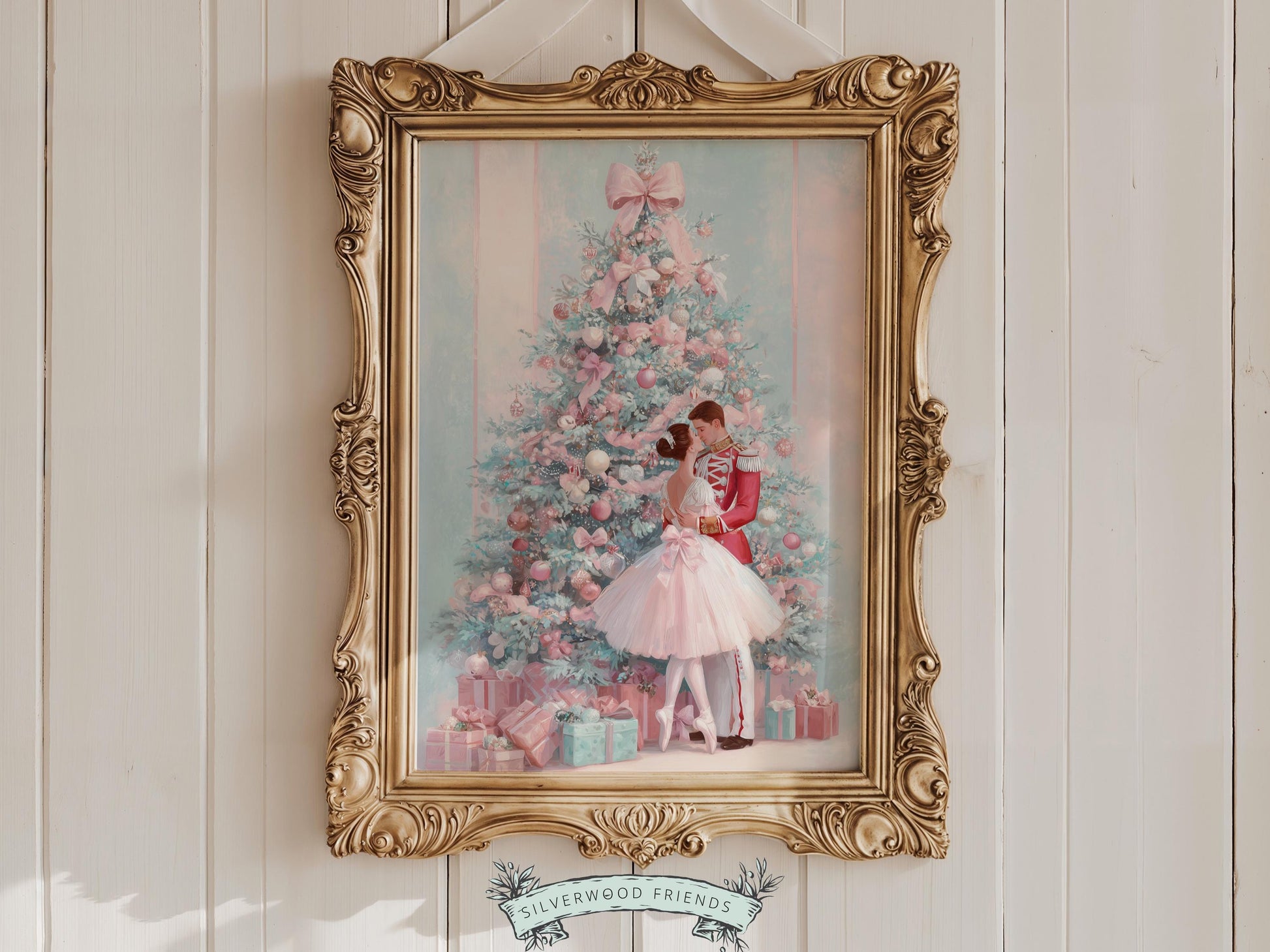 Nutcracker Ballet Christmas Print, Ballerina Christmas Printable Wall Art Poster, Festive Vintage Holiday Decor, Digital Download