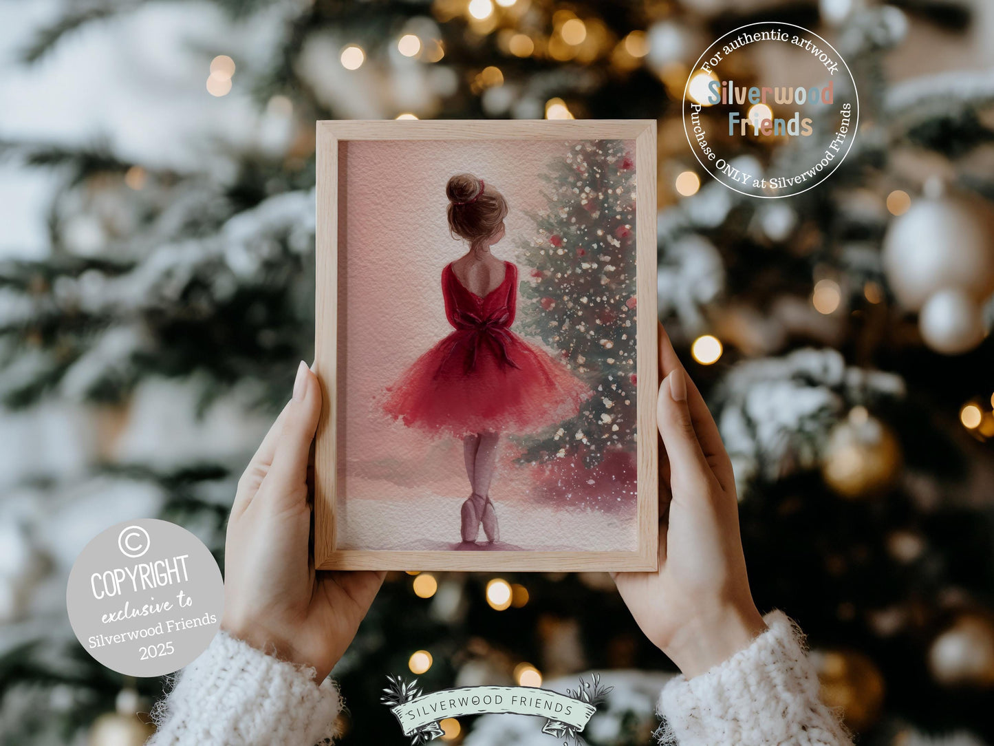 Set of 3 Ballerina Christmas Prints, Watercolour Nutcracker Ballet Christmas Poster, Festive Christmas Tree Holiday Wall Decor Digital Print