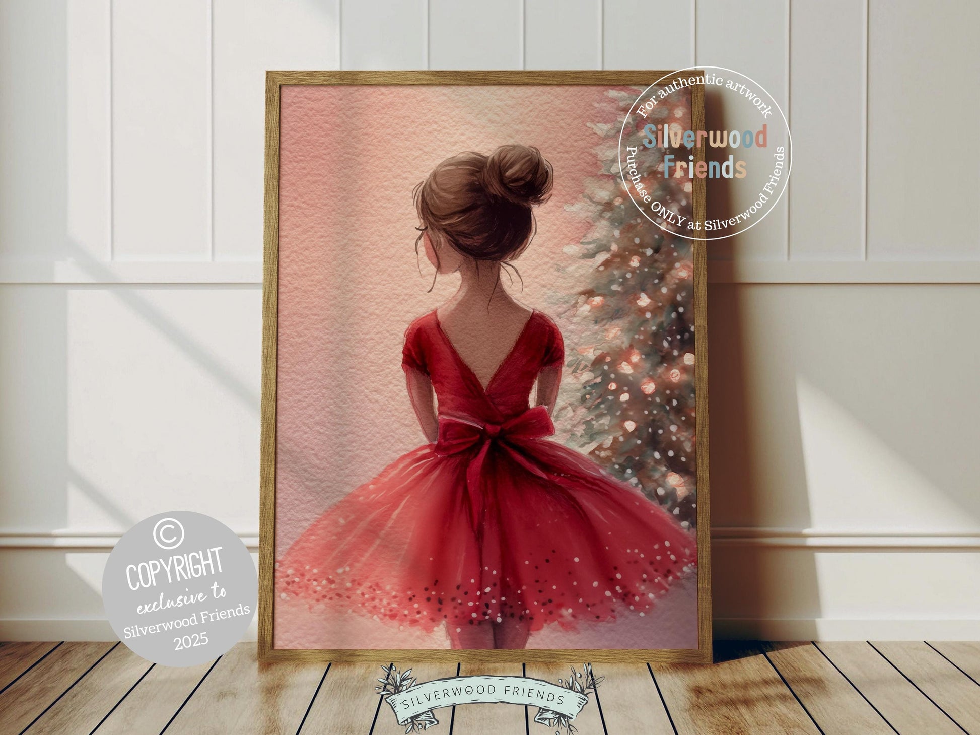 Set of 3 Ballerina Christmas Prints, Watercolour Nutcracker Ballet Christmas Poster, Festive Christmas Tree Holiday Wall Decor Digital Print