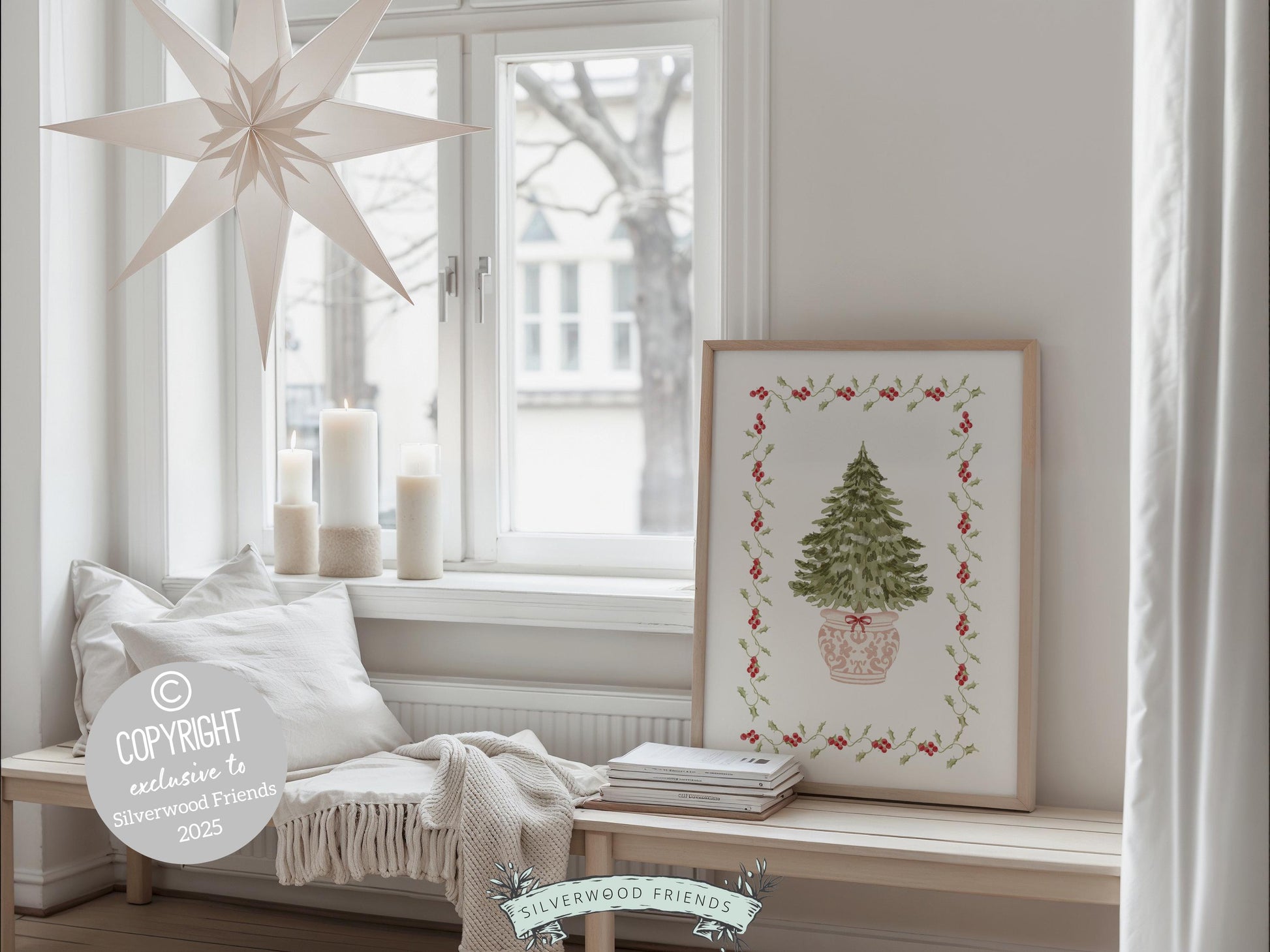 Set of 3 Pink and Green Christmas Prints, Pastel Coquette Bow Christmas Printable Wall Art Posters, Holiday Hosting Decorating Digital Print