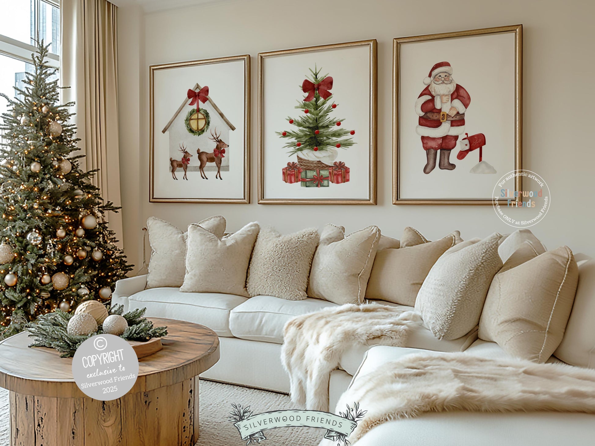 Set of 3 Christmas Prints, Kids Santa Claus Christmas Printable Wall Art Posters, Festive Nursery Decor Digital Download Print