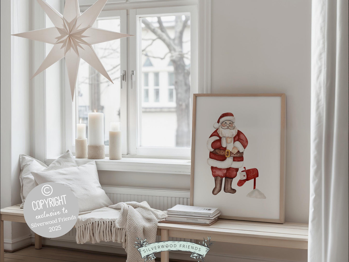 Set of 3 Christmas Prints, Kids Santa Claus Christmas Printable Wall Art Posters, Festive Nursery Decor Digital Download Print