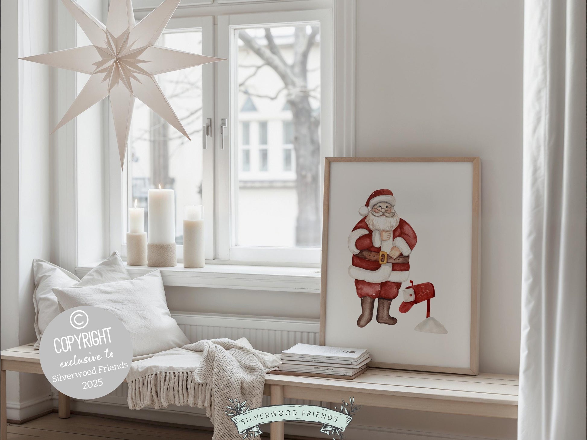Set of 3 Christmas Prints, Kids Santa Claus Christmas Printable Wall Art Posters, Festive Nursery Decor Digital Download Print