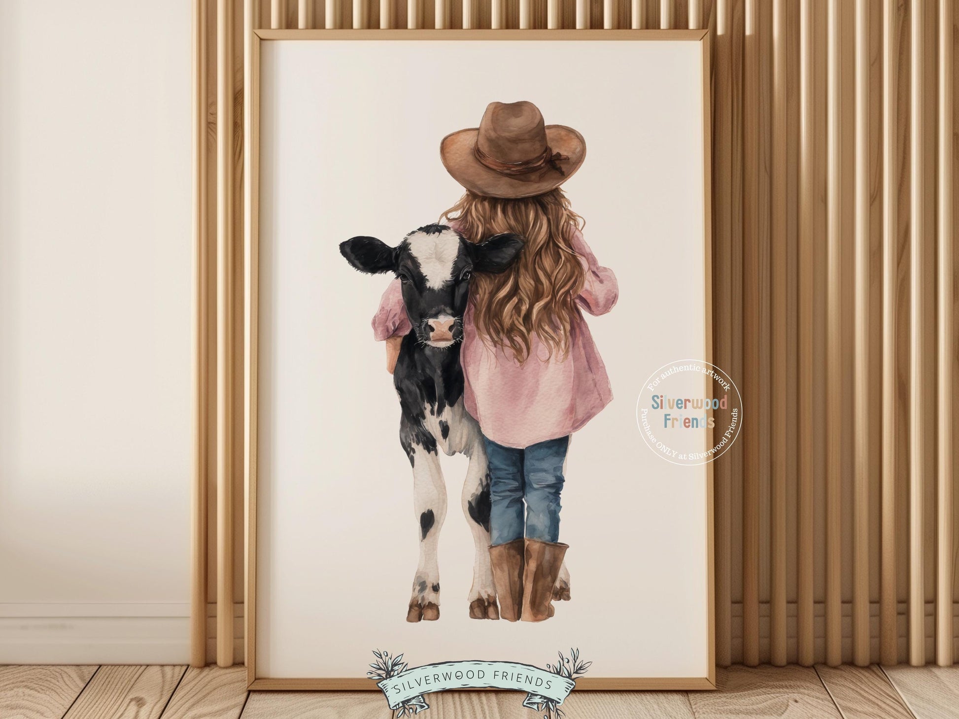 Cowgirl Nursery Print, Black and White Holstein Friesian Cow Nursery Decor, Girls Western Farm Bedroom Decor, Nursery Wall Art Digital Print