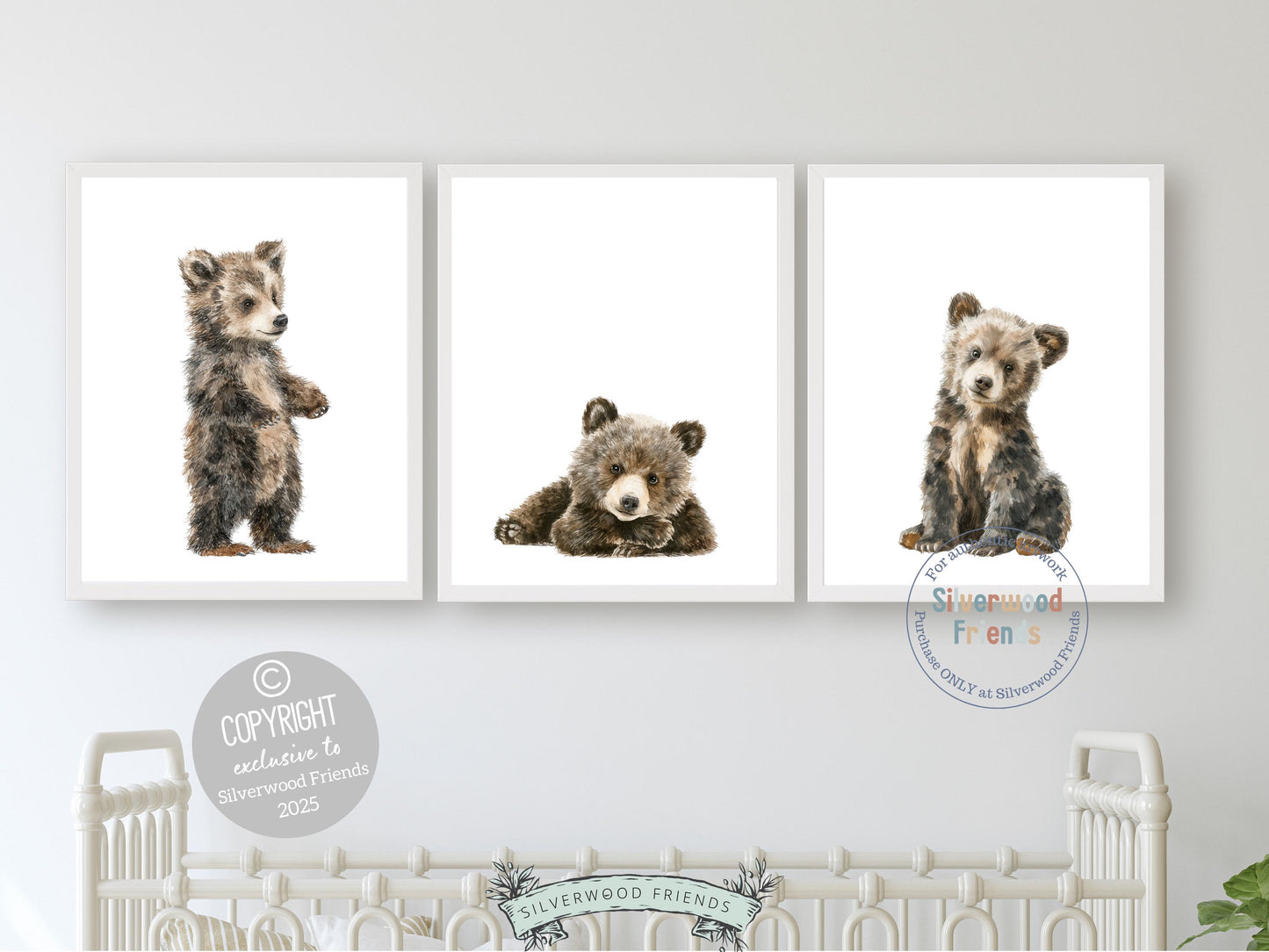Woodland Bear Nursery Print, Woodland Bear Nursery Decor, Neutral Nursery Decor, Baby Bear Nursery Wall Art, Woodland Nursery Digital Prints