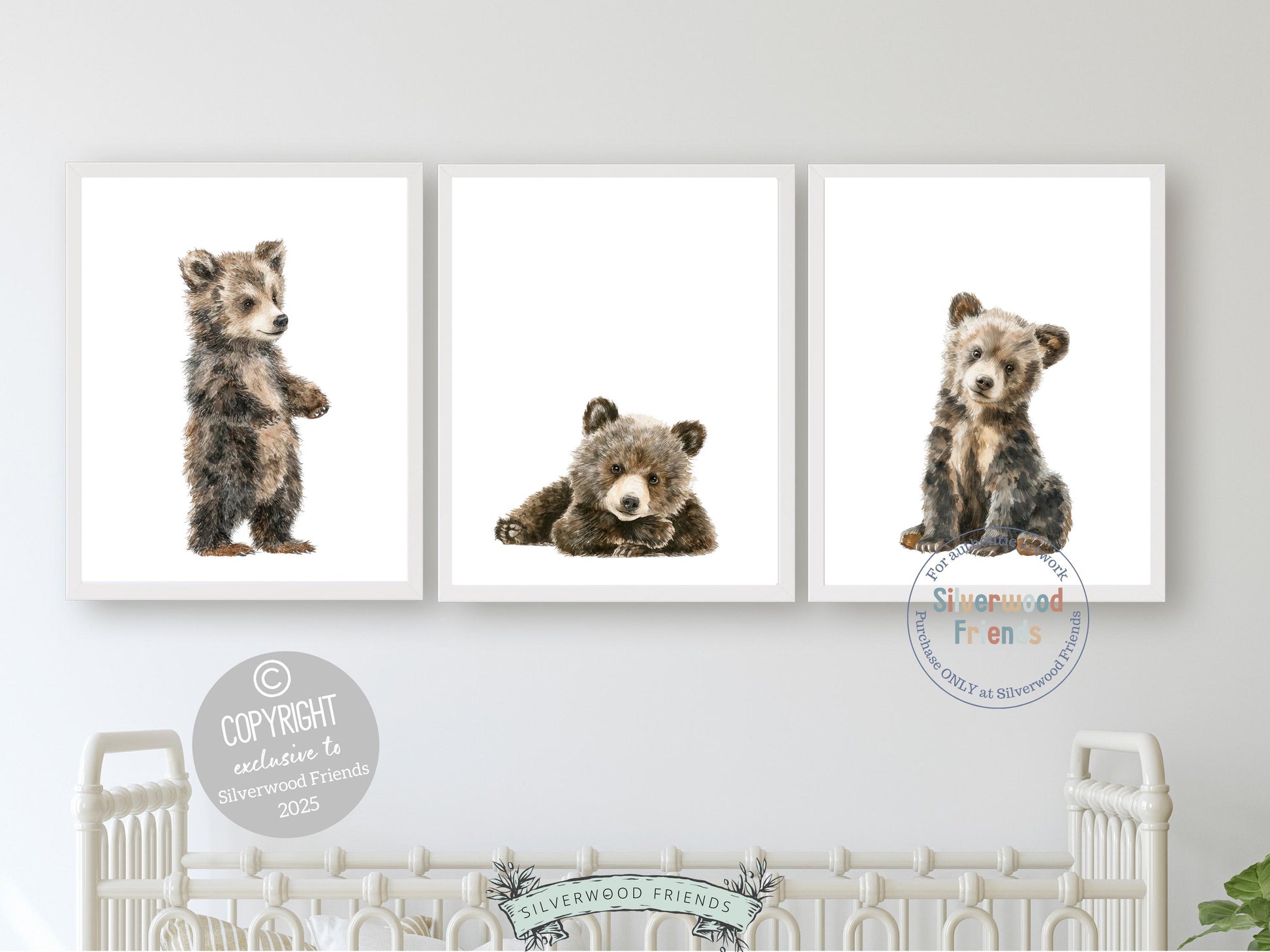 Woodland Bear Nursery Print, Woodland Bear Nursery Decor, Neutral Nursery Decor, Baby Bear Nursery Wall Art, Woodland Nursery Digital Prints