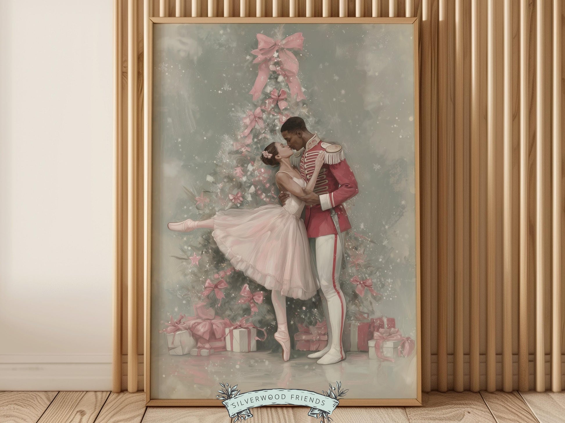 Nutcracker Ballet Christmas Print, African American Nutcracker Ballerina Christmas Printable Wall Art, Black People Christmas Digital Print