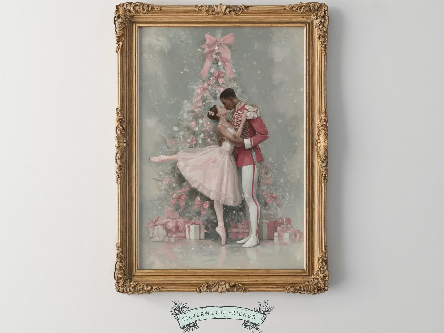 Nutcracker Ballet Christmas Print, African American Nutcracker Ballerina Christmas Printable Wall Art, Black People Christmas Digital Print