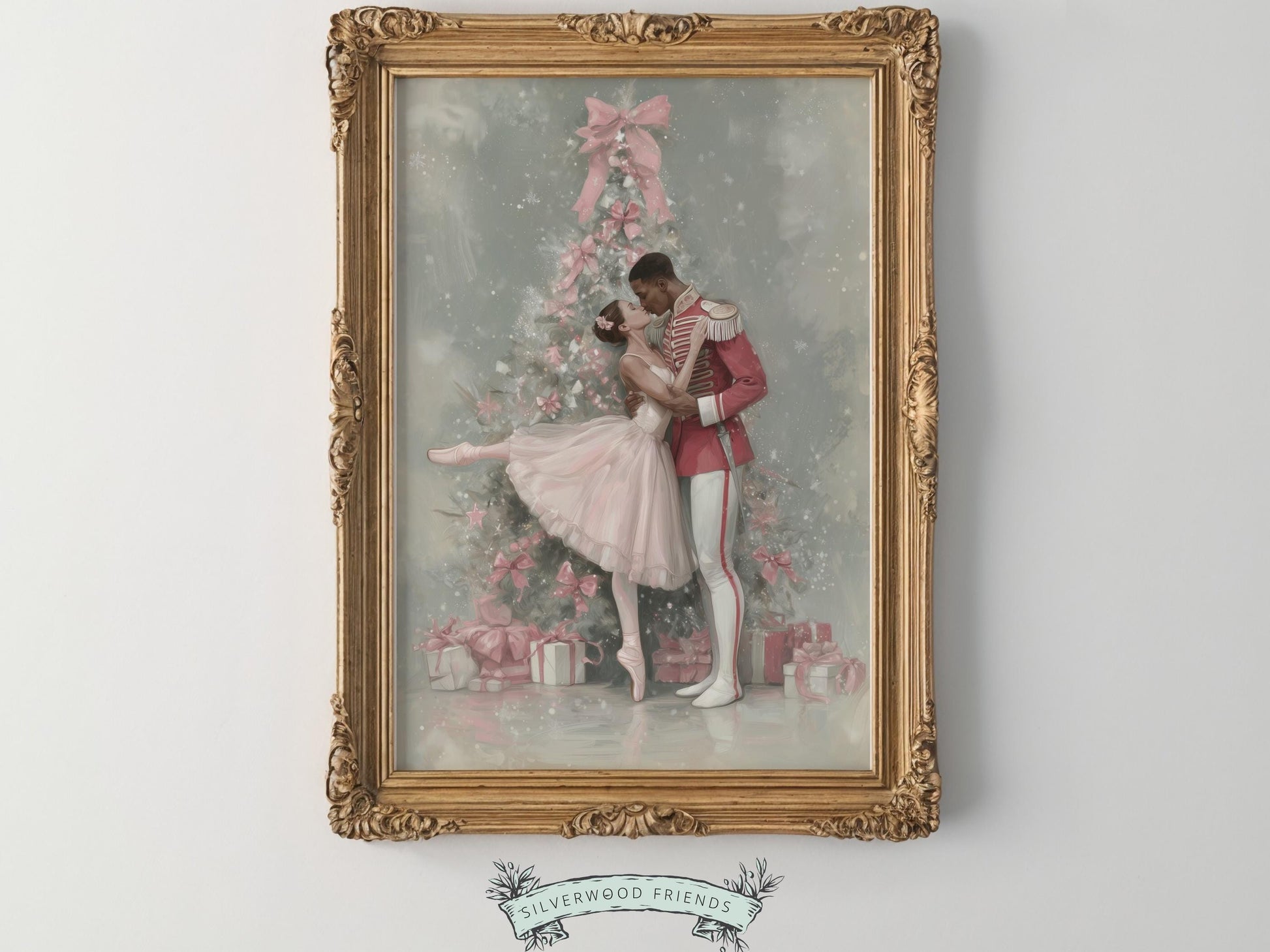 Nutcracker Ballet Christmas Print, African American Nutcracker Ballerina Christmas Printable Wall Art, Black People Christmas Digital Print