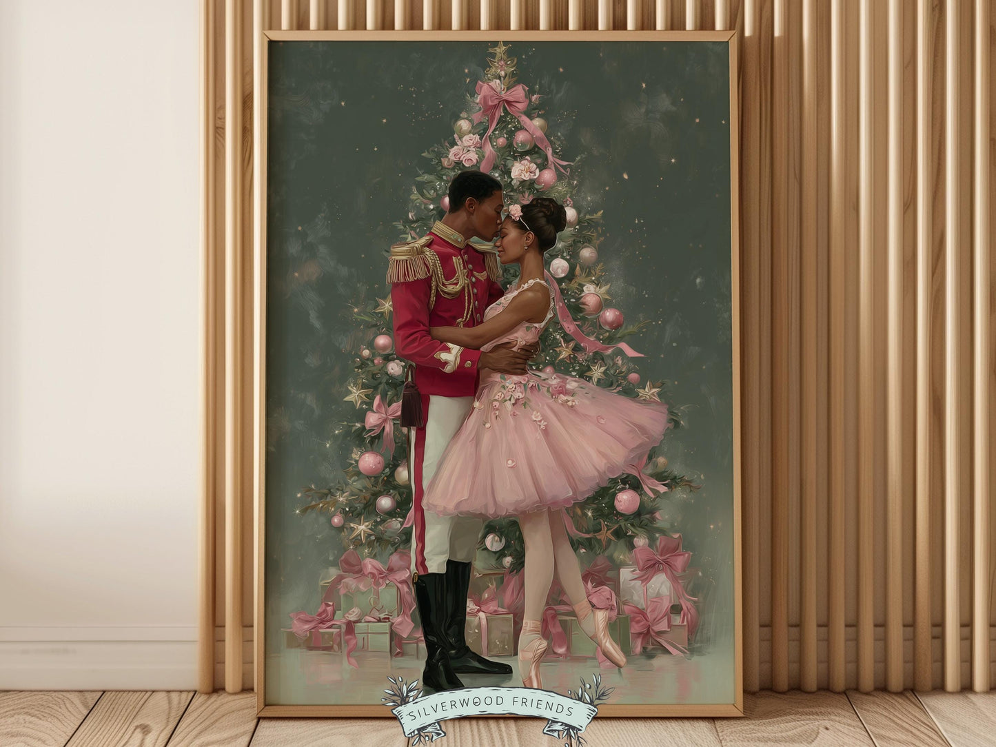 Nutcracker Ballet Christmas Print, African American Christmas Printable Wall Art, Black People Christmas Wall Decor Digital Print