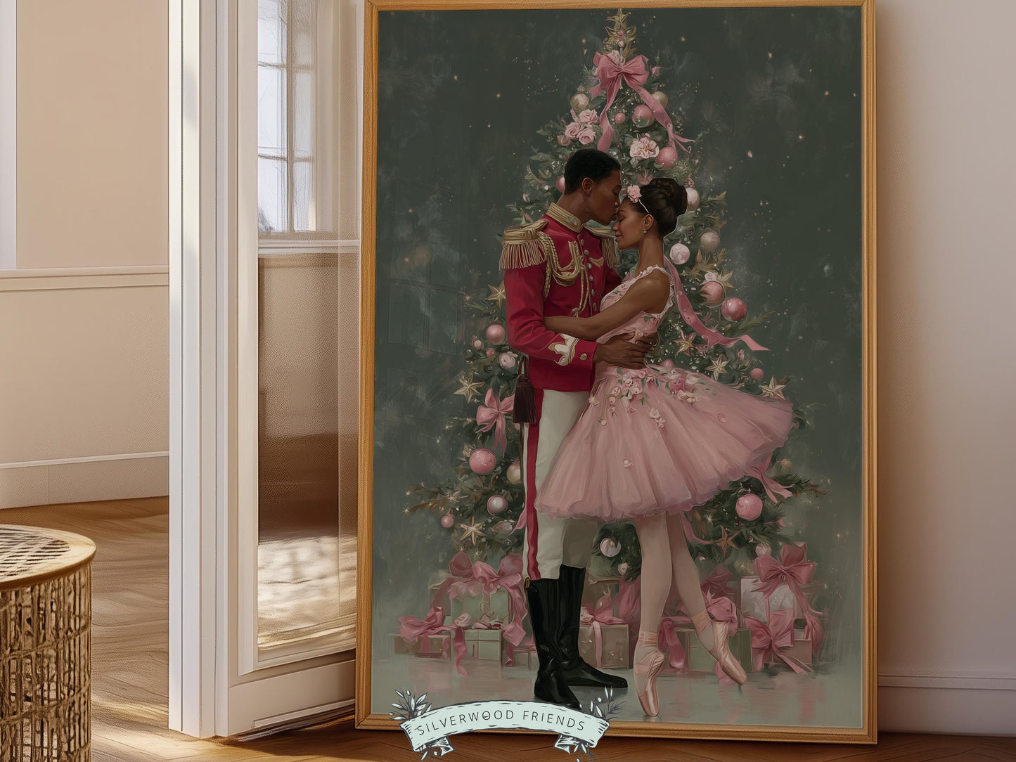 Nutcracker Ballet Christmas Print, African American Christmas Printable Wall Art, Black People Christmas Wall Decor Digital Print