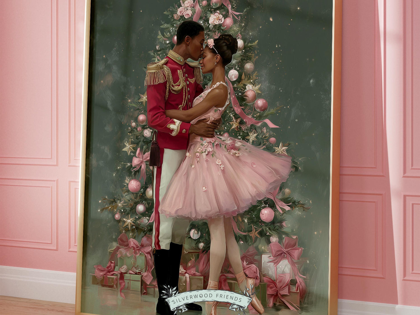 Nutcracker Ballet Christmas Print, African American Christmas Printable Wall Art, Black People Christmas Wall Decor Digital Print