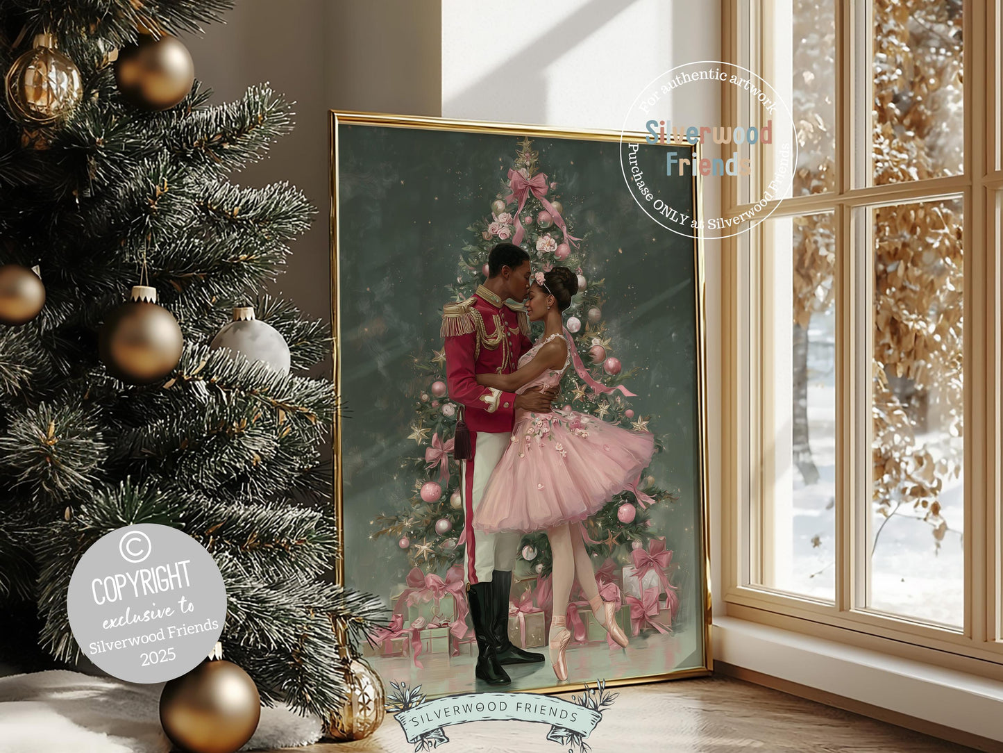 Nutcracker Ballet Christmas Print, African American Christmas Printable Wall Art, Black People Christmas Wall Decor Digital Print