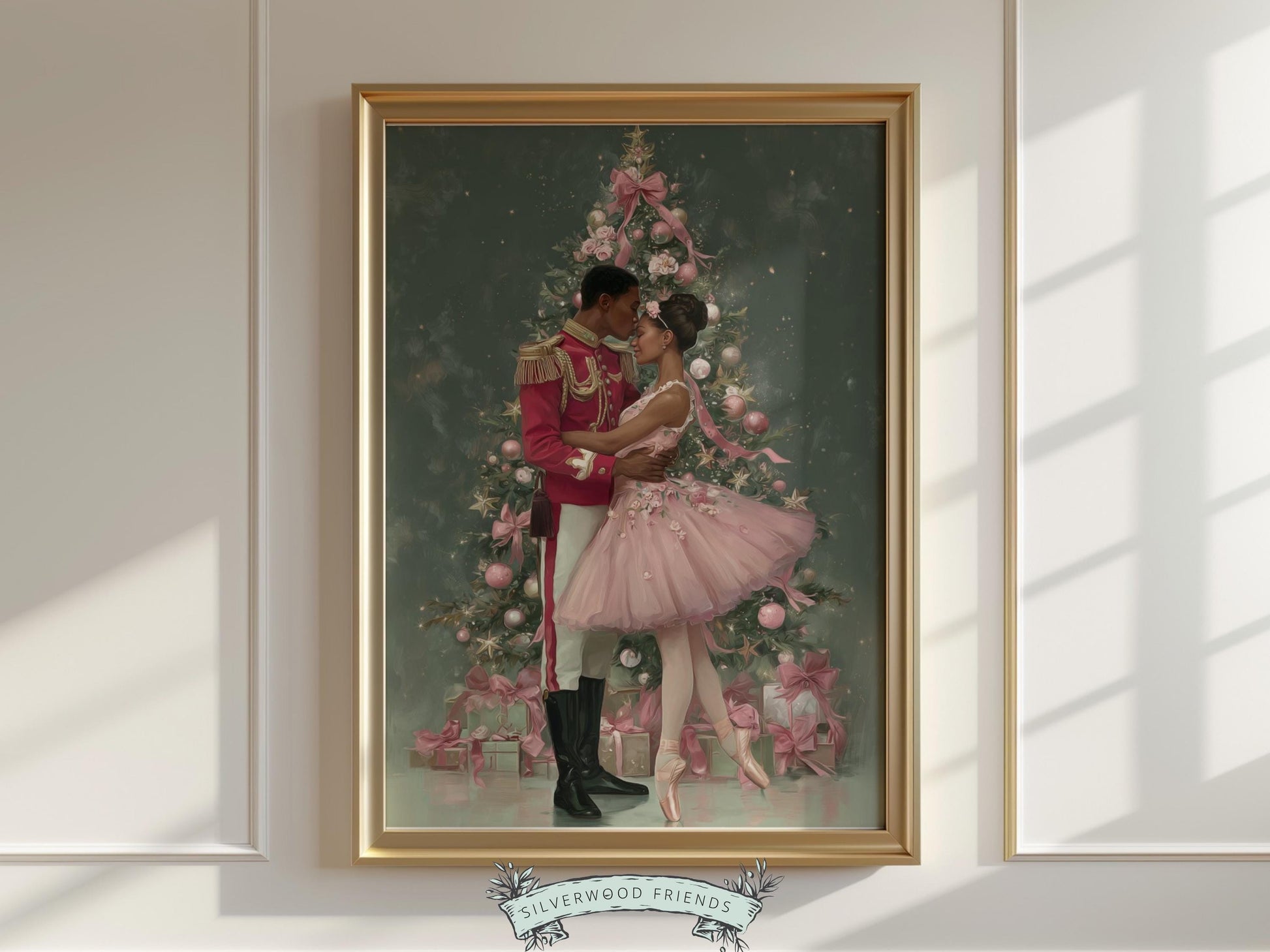 Nutcracker Ballet Christmas Print, African American Christmas Printable Wall Art, Black People Christmas Wall Decor Digital Print