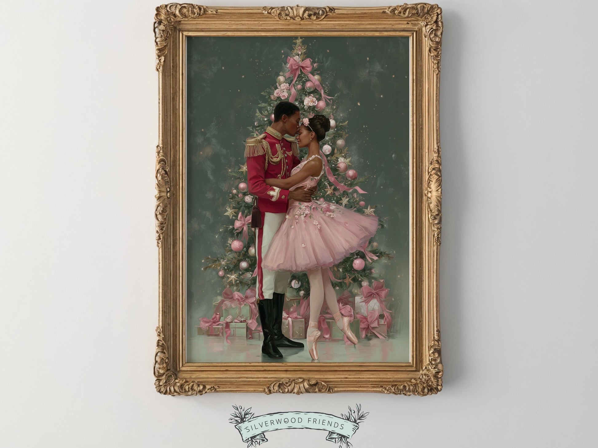 Nutcracker Ballet Christmas Print, African American Christmas Printable Wall Art, Black People Christmas Wall Decor Digital Print