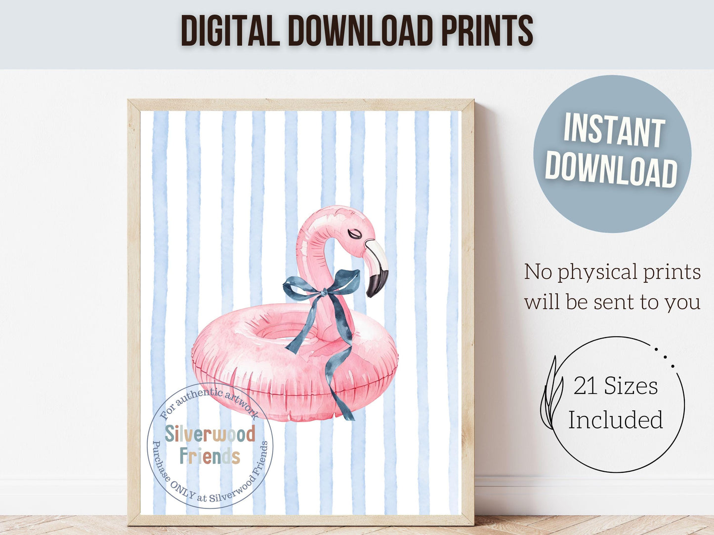 Coastal Beach Nursery Prints, Surfing Beach House Decor, Flamingo Surfboard Bikini Palm Tree Wall Art Set of 6 Digital Download Print