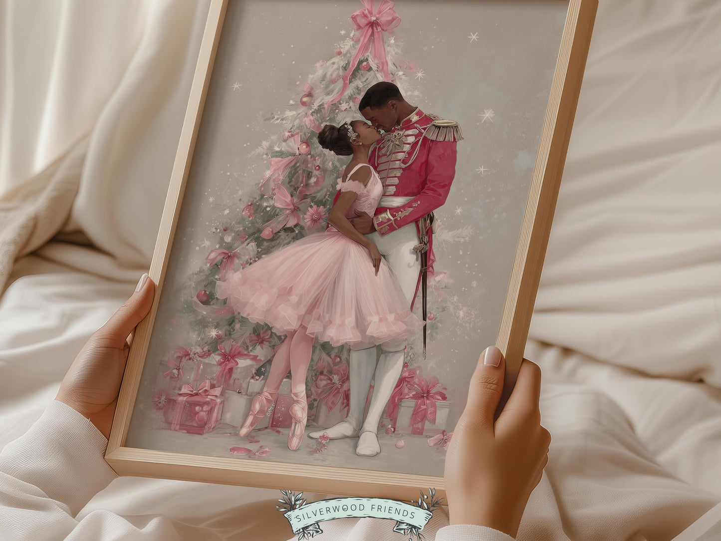 African American Nutcracker Ballet Christmas Print, Black Ballerina and Nutcracker Christmas Printable Wall Art, Digital Download